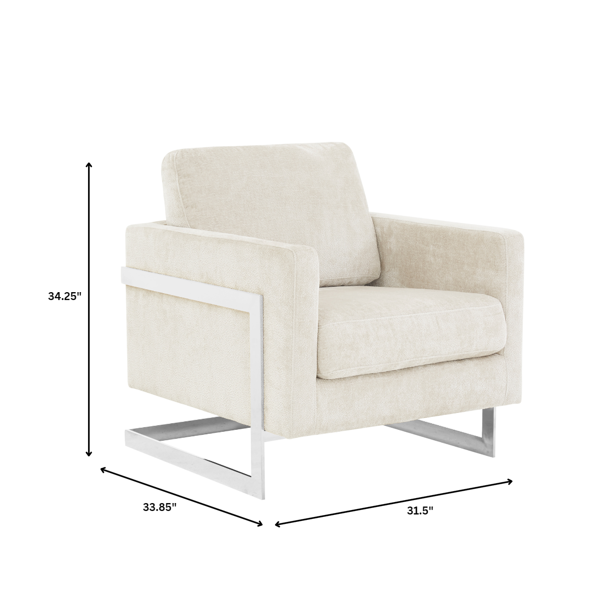 Lincoln Grey Boucle Accent Armchair With Chromed Frame