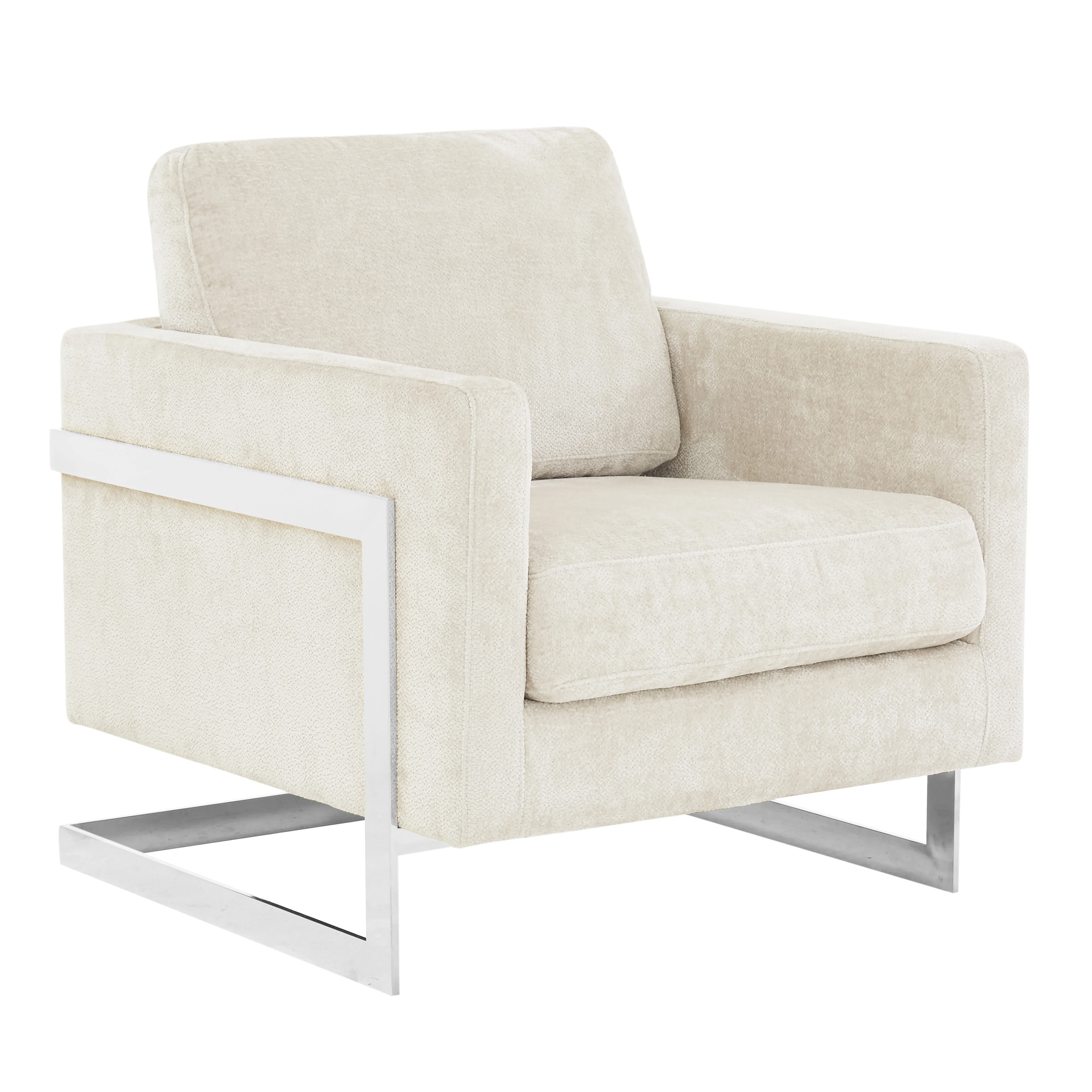 Lincoln Grey Boucle Accent Armchair With Chromed Frame