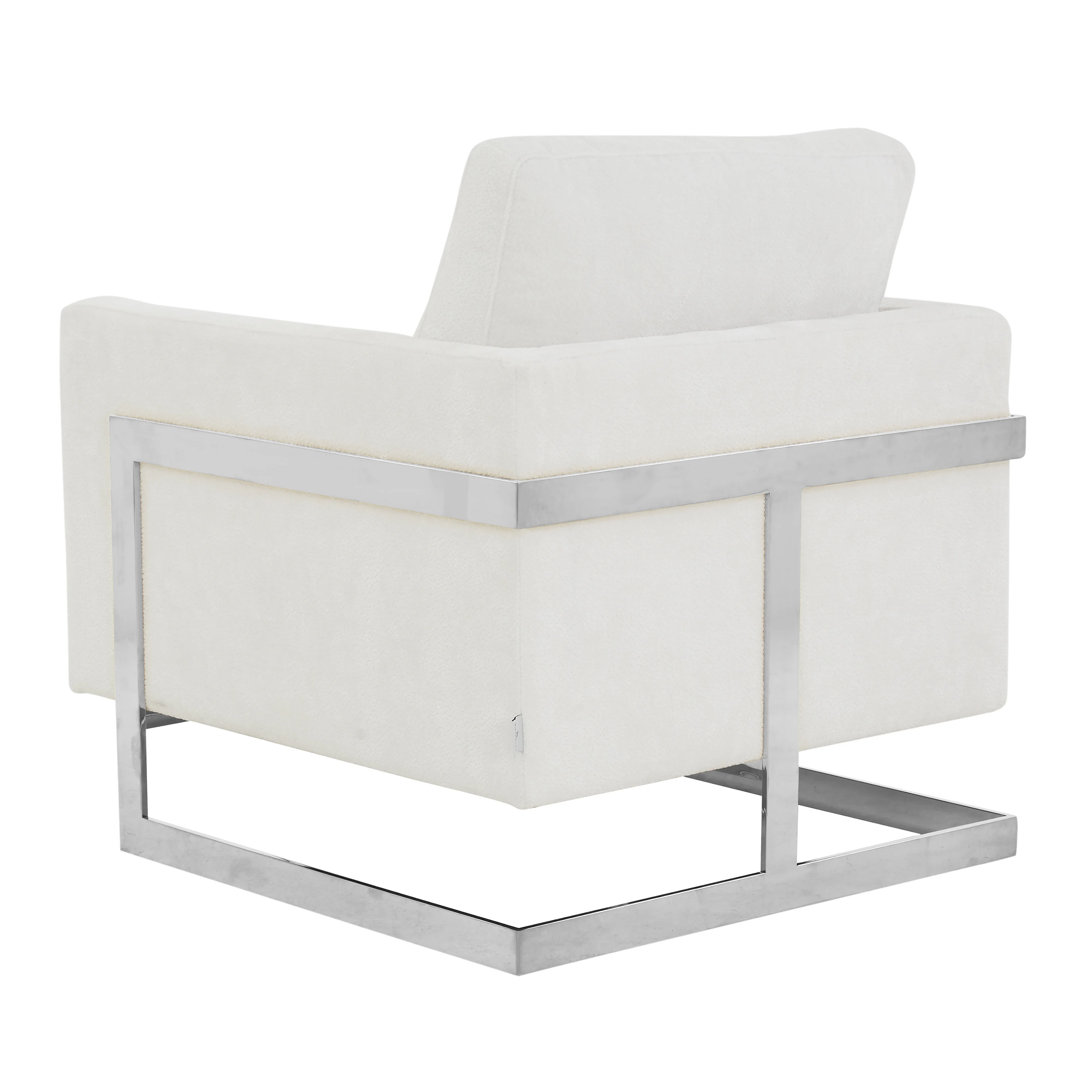 Lincoln White Boucle Accent Armchair With Chromed Frame