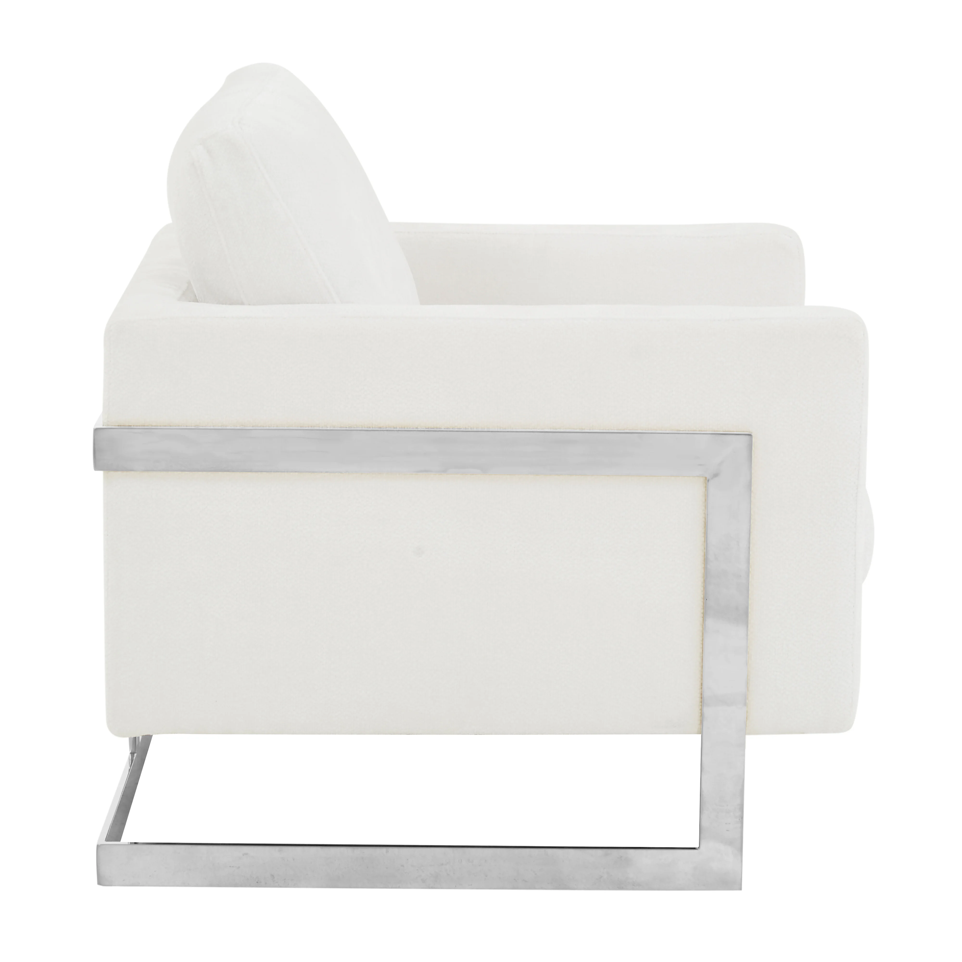 Lincoln White Boucle Accent Armchair With Chromed Frame