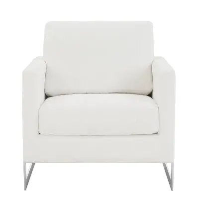 Lincoln White Boucle Accent Armchair With Chromed Frame
