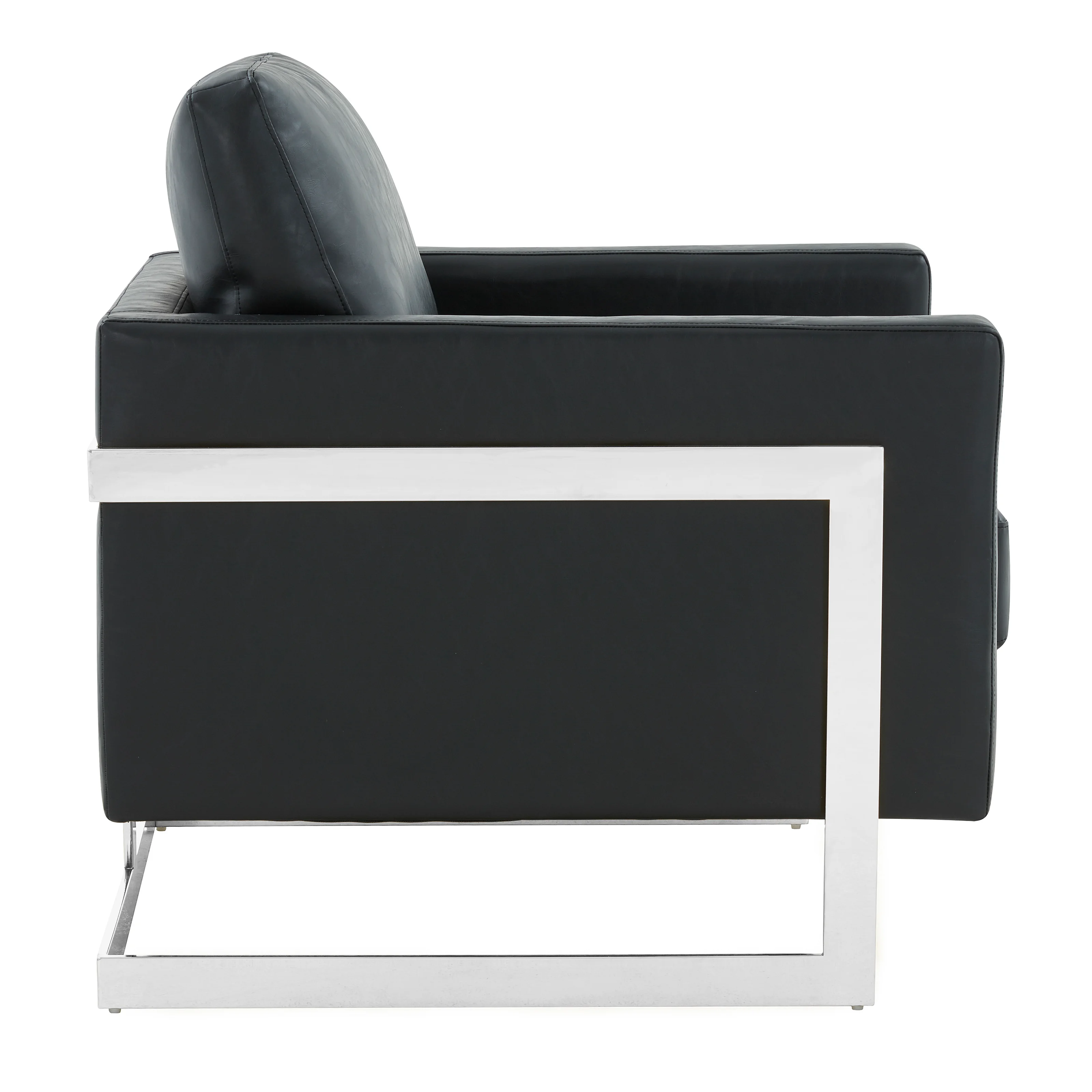 Lincoln Leather Accent Armchair With Silver Frame