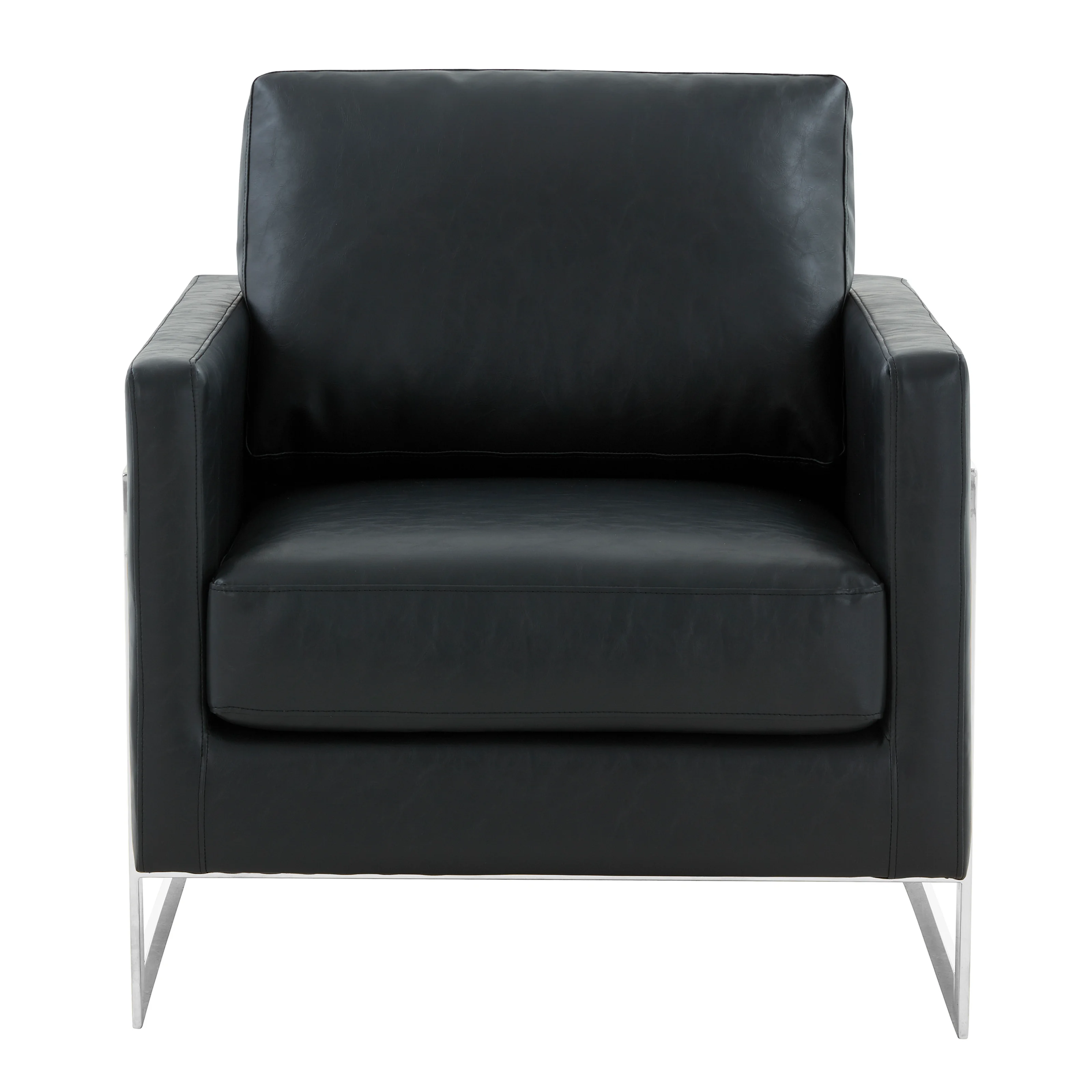 Lincoln Leather Accent Armchair With Silver Frame