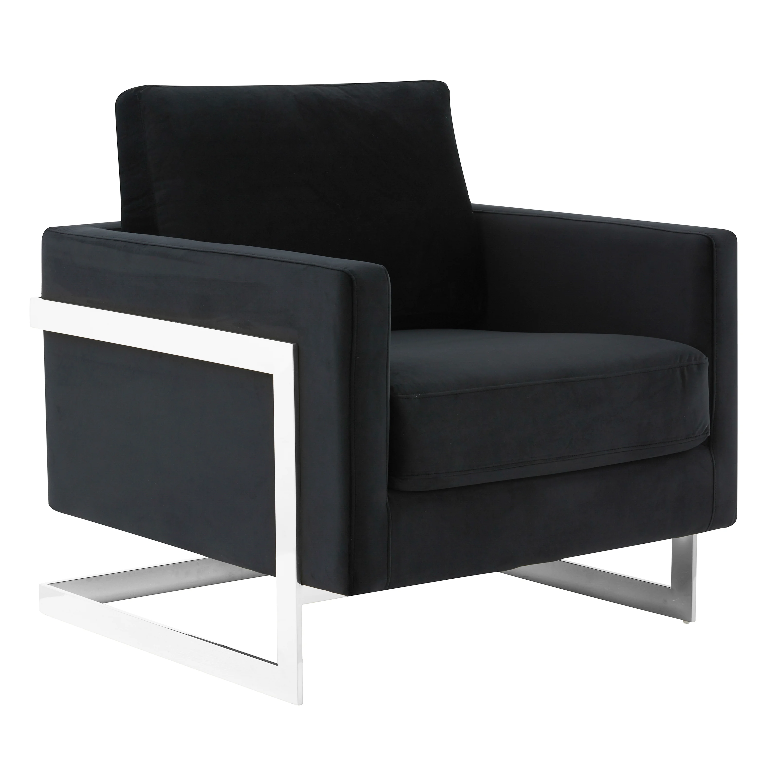 Lincoln Velvet Accent Armchair With Chromed Frame