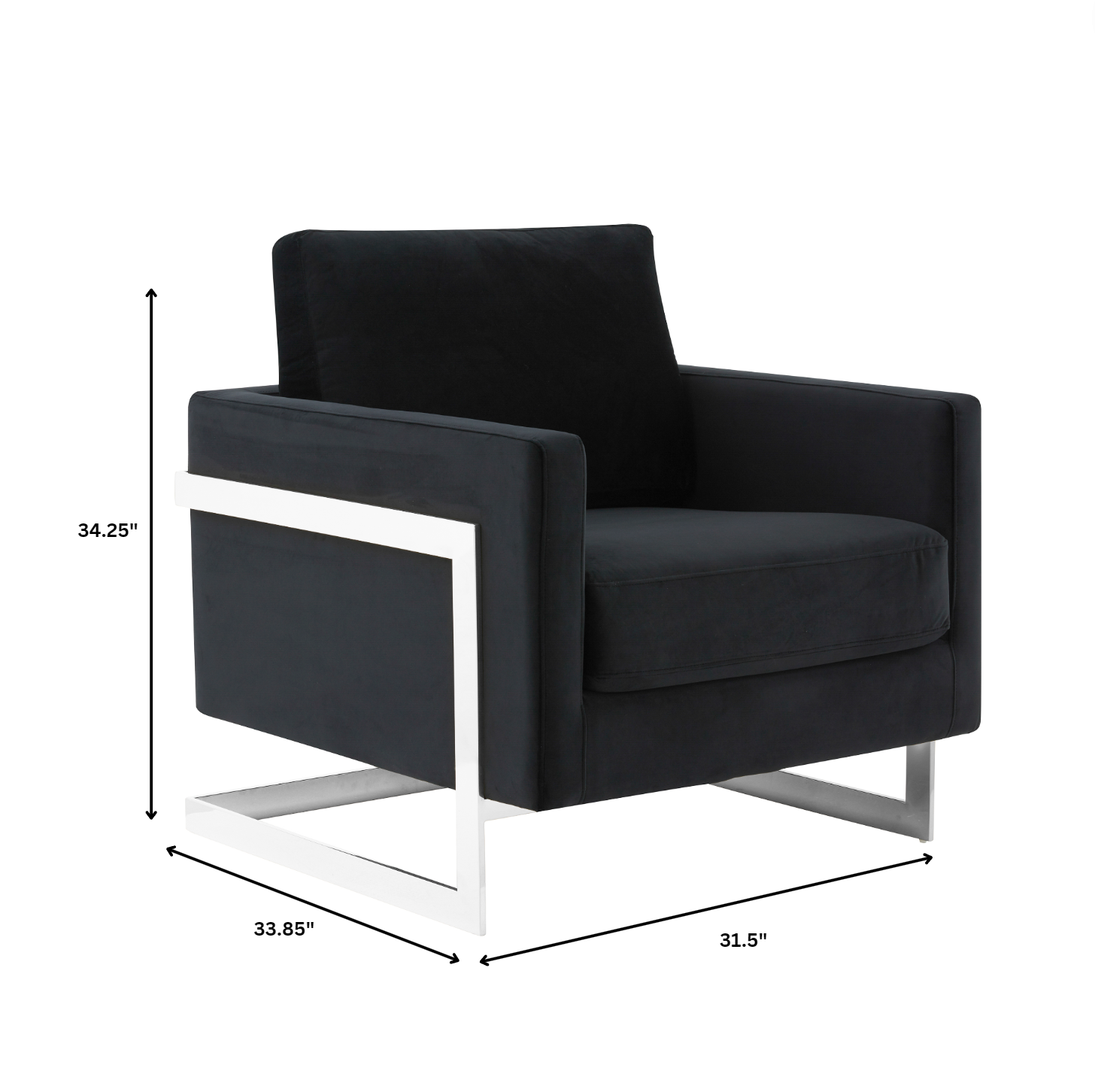 Lincoln Velvet Accent Armchair With Chromed Frame