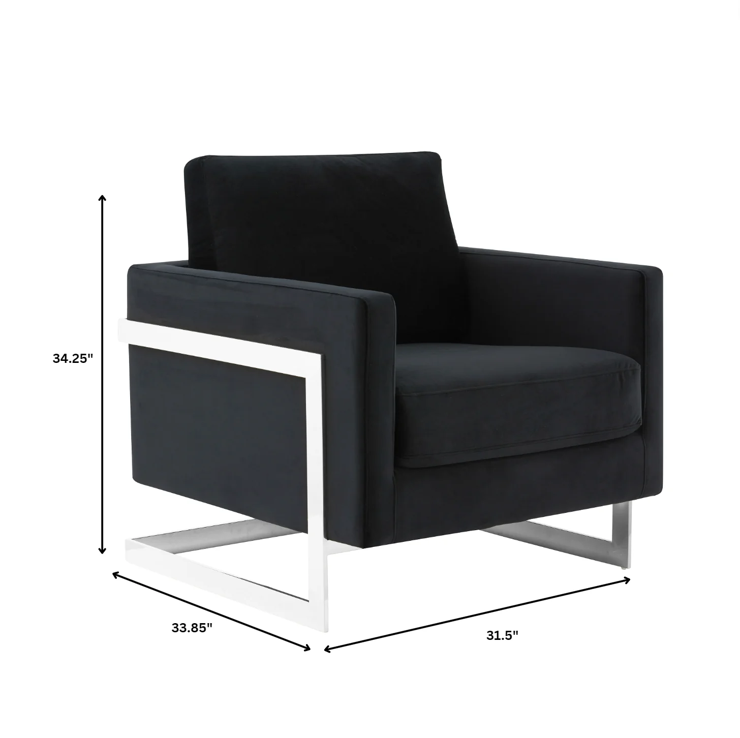 Lincoln Velvet Accent Armchair With Chromed Frame