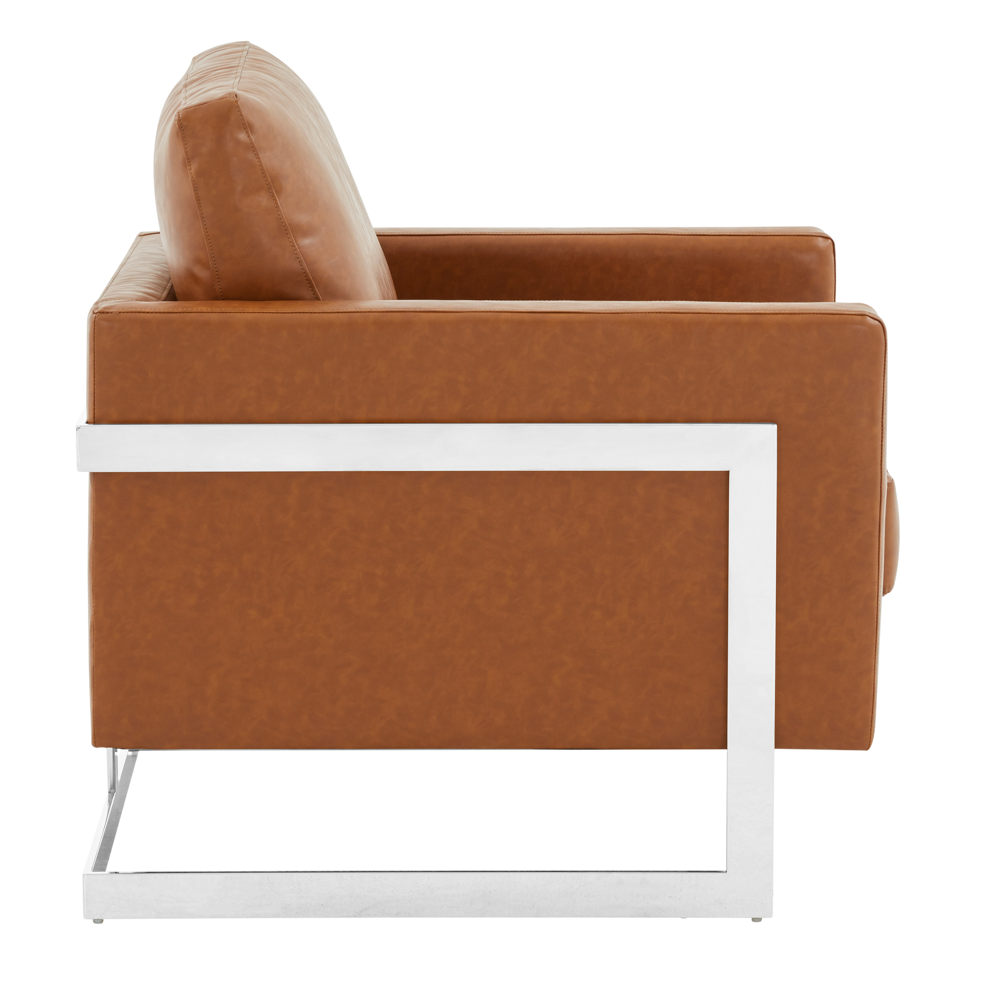 Lincoln Leather Accent Armchair With Silver Frame