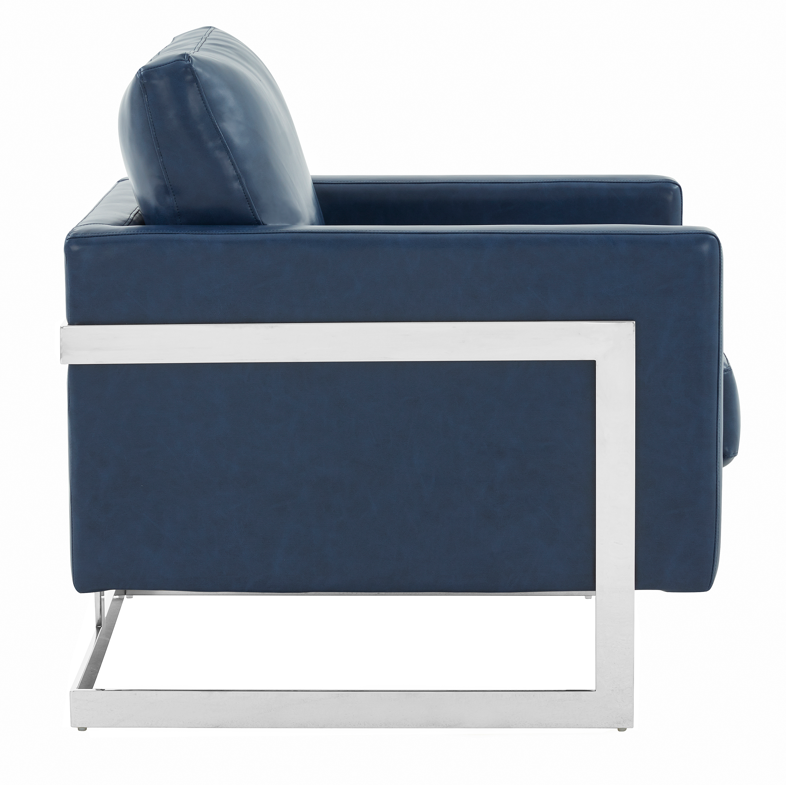 Lincoln Leather Accent Armchair With Silver Frame