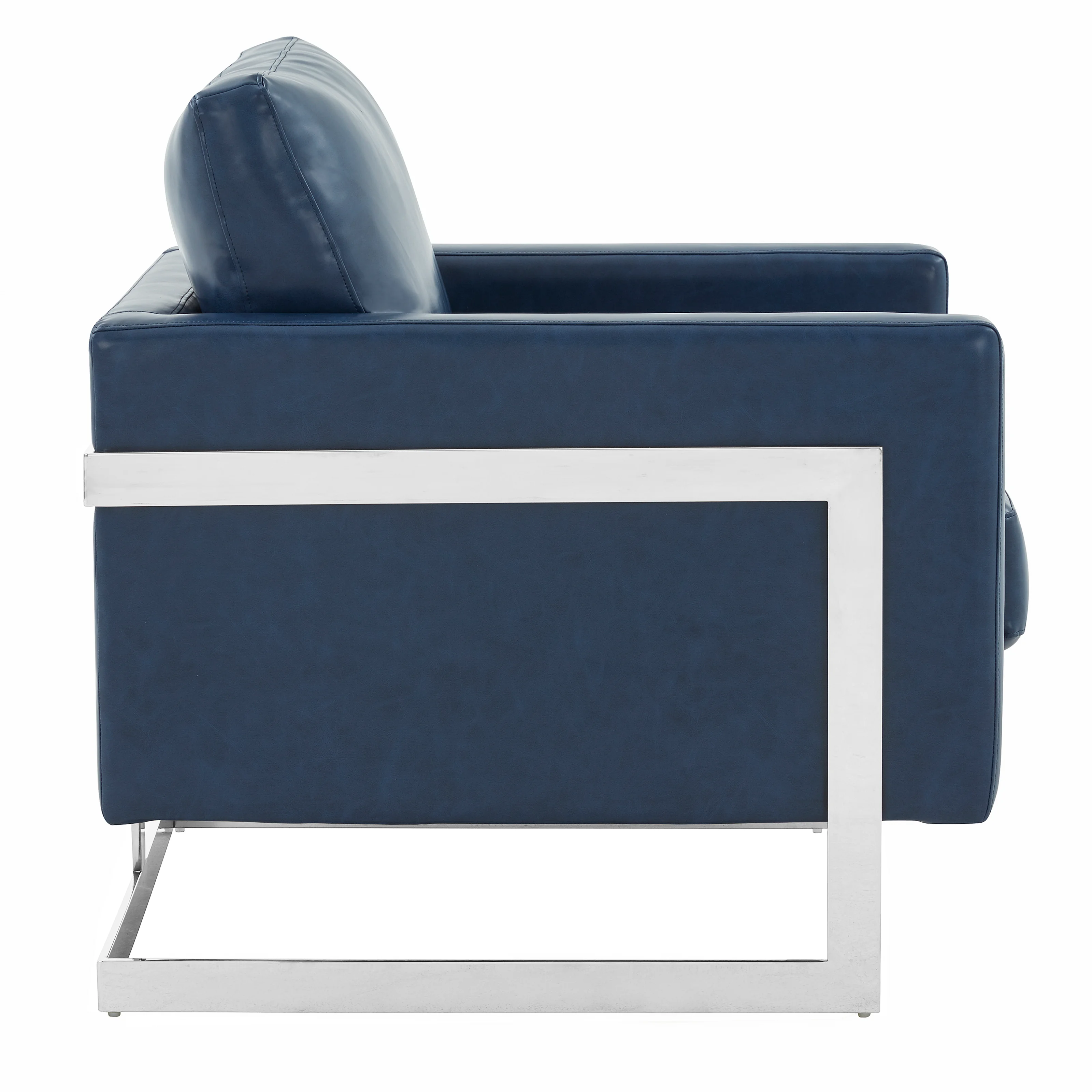 Lincoln Leather Accent Armchair With Silver Frame