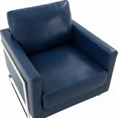Lincoln Leather Accent Armchair With Silver Frame