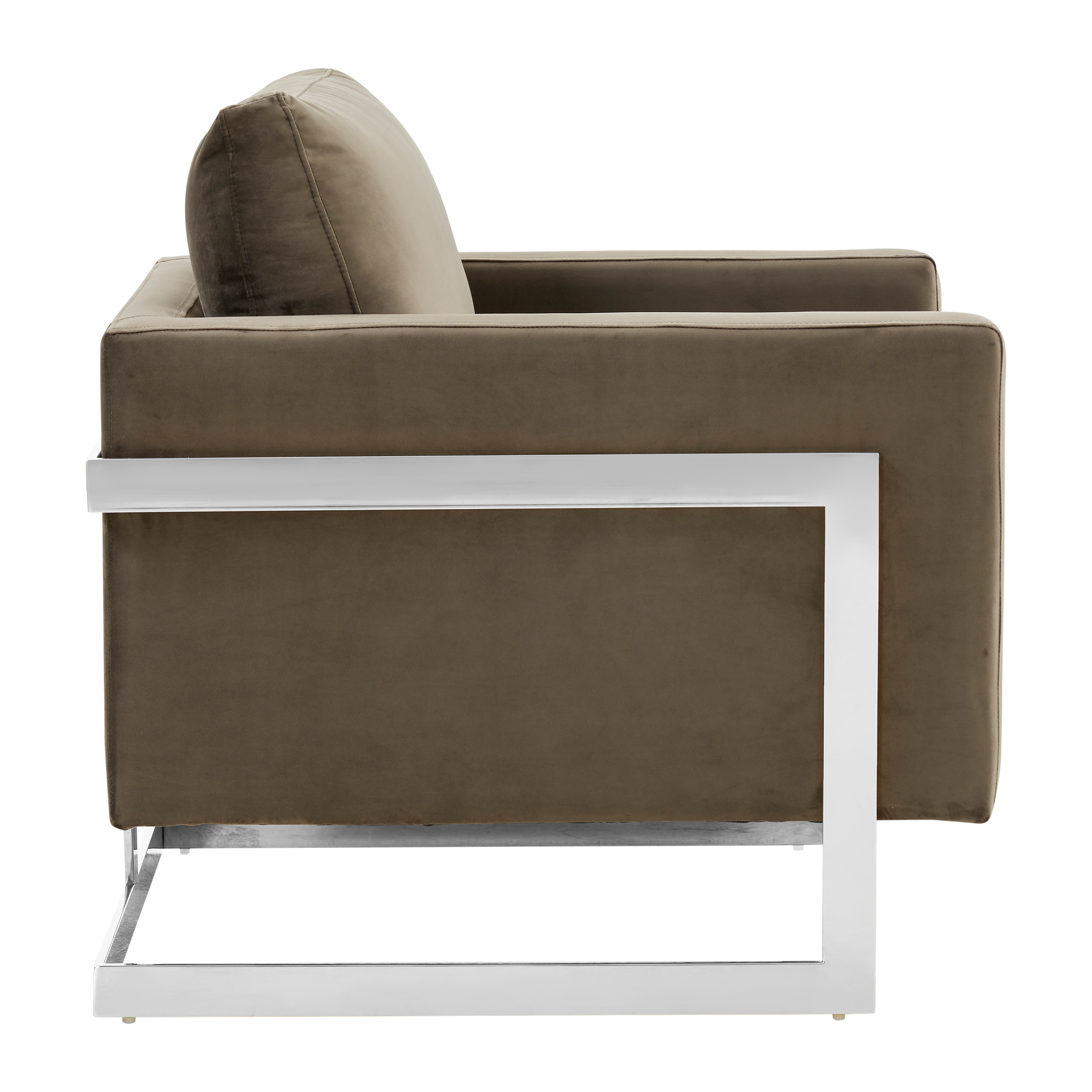 Lincoln Velvet Accent Armchair With Chromed Frame in Dark Grey