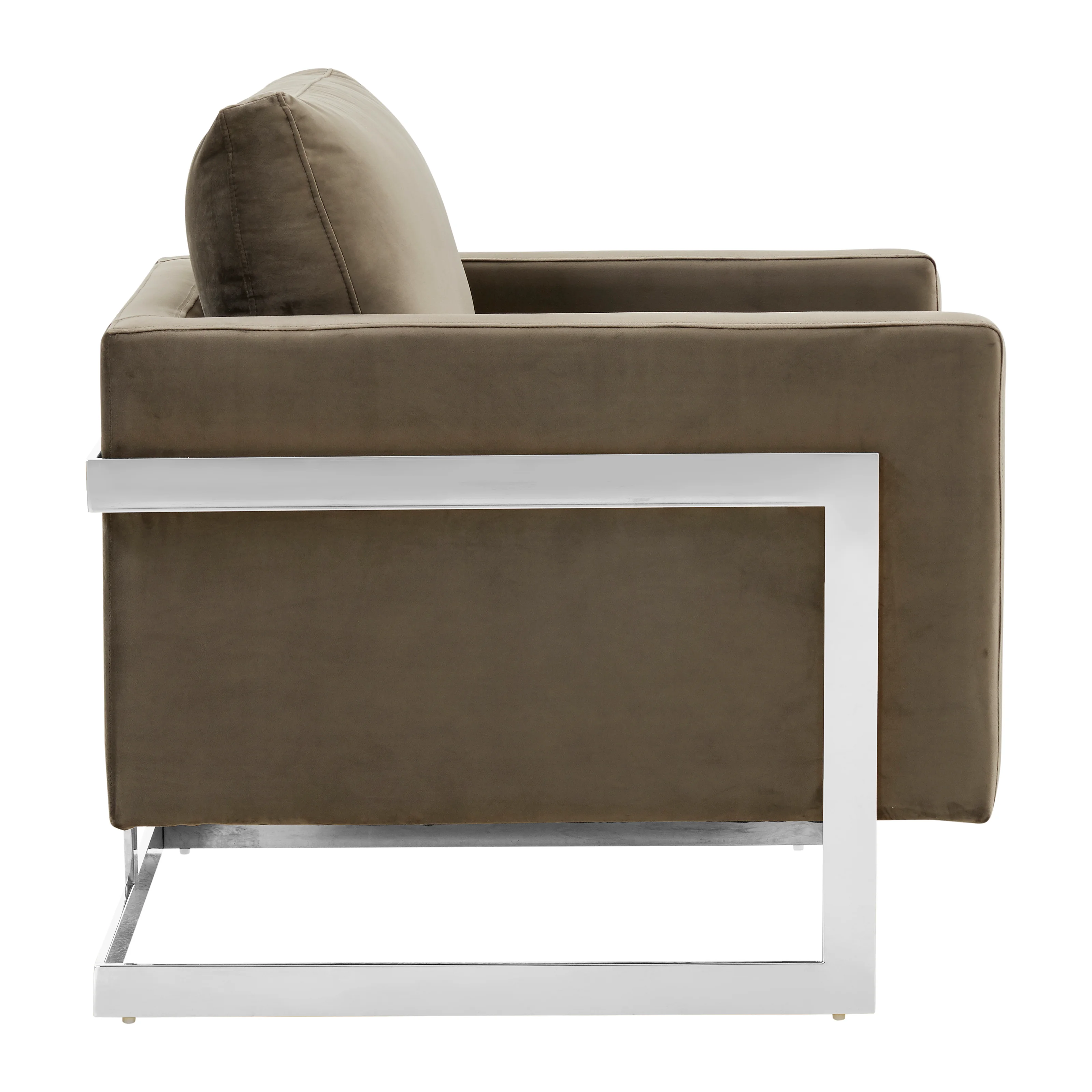 Lincoln Velvet Accent Armchair With Chromed Frame in Dark Grey