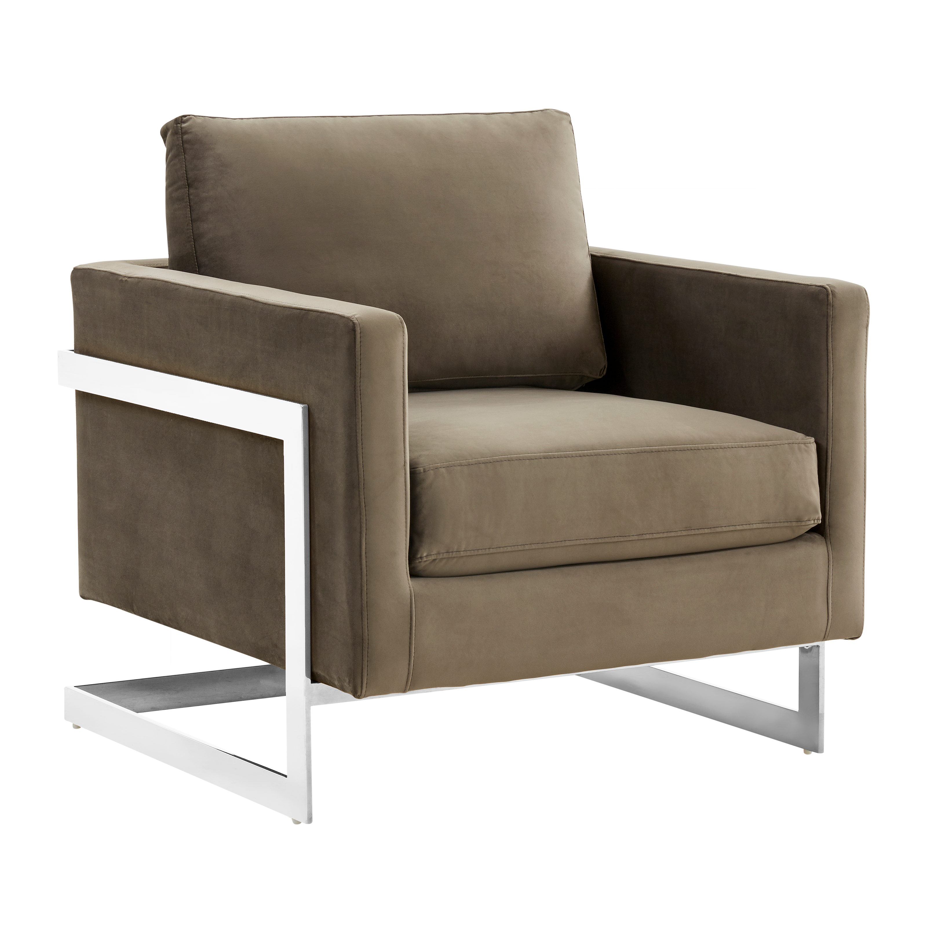 Lincoln Velvet Accent Armchair With Chromed Frame in Dark Grey