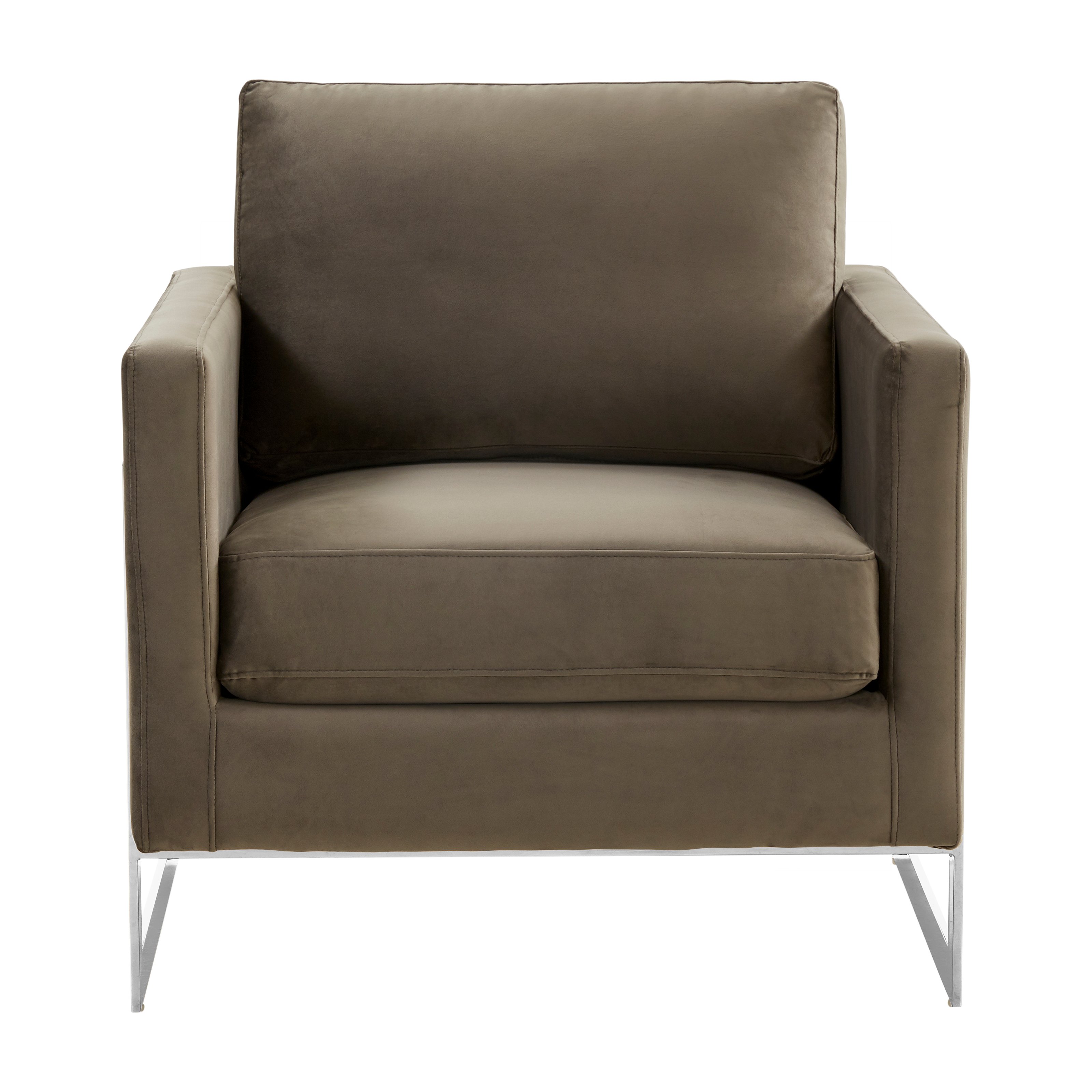 Lincoln Velvet Accent Armchair With Chromed Frame in Dark Grey