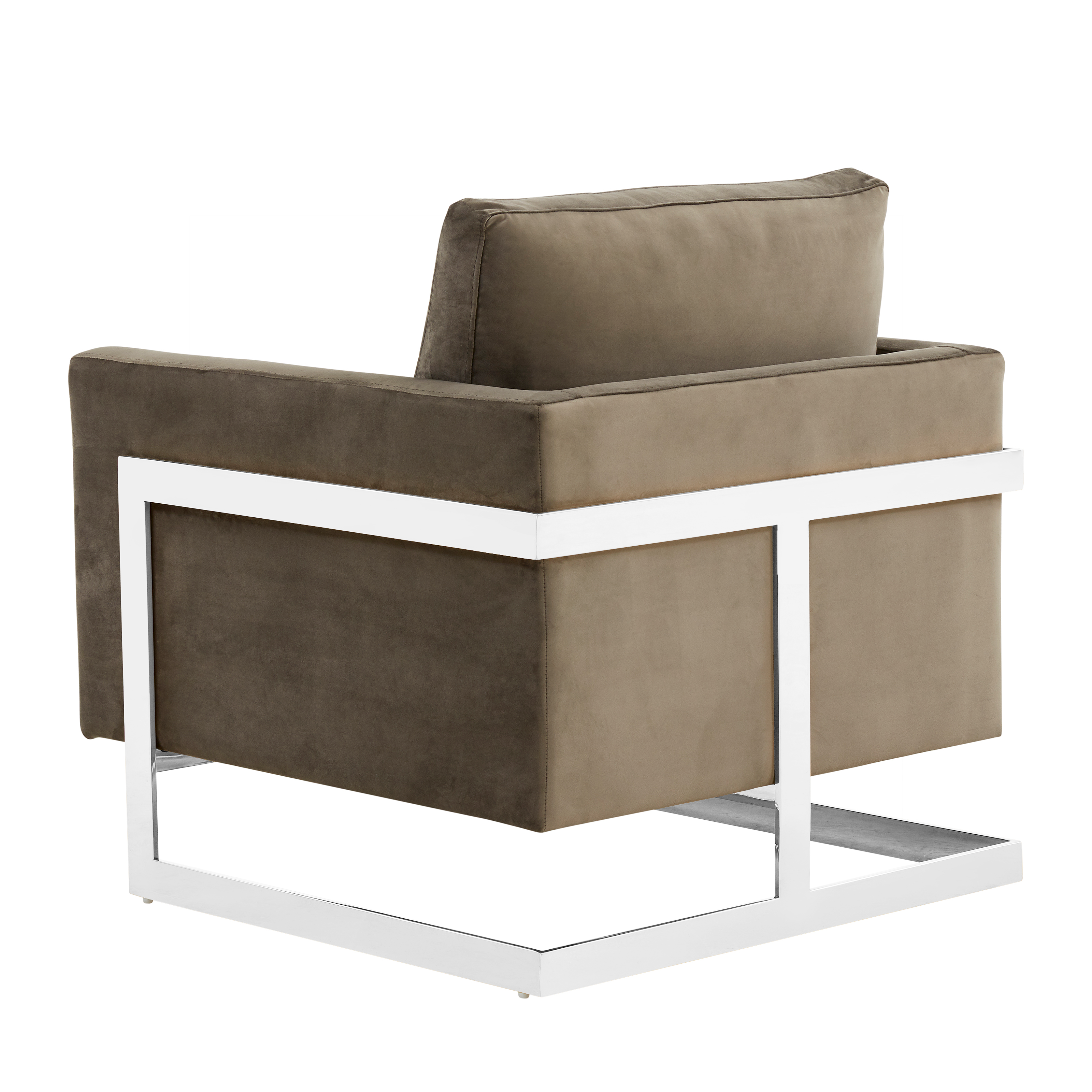 Lincoln Velvet Accent Armchair With Chromed Frame in Dark Grey