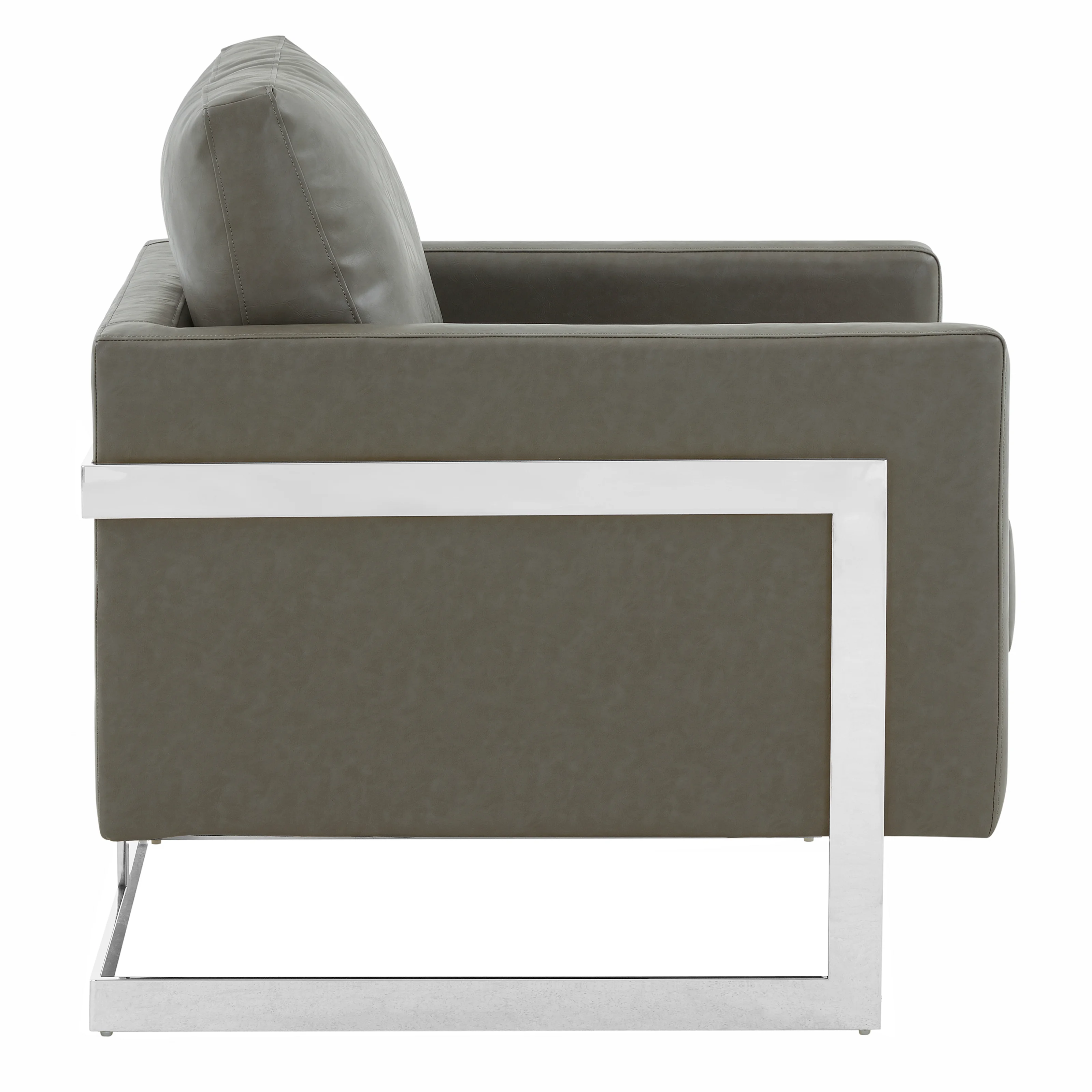 Lincoln Leather Accent Armchair With Silver Frame