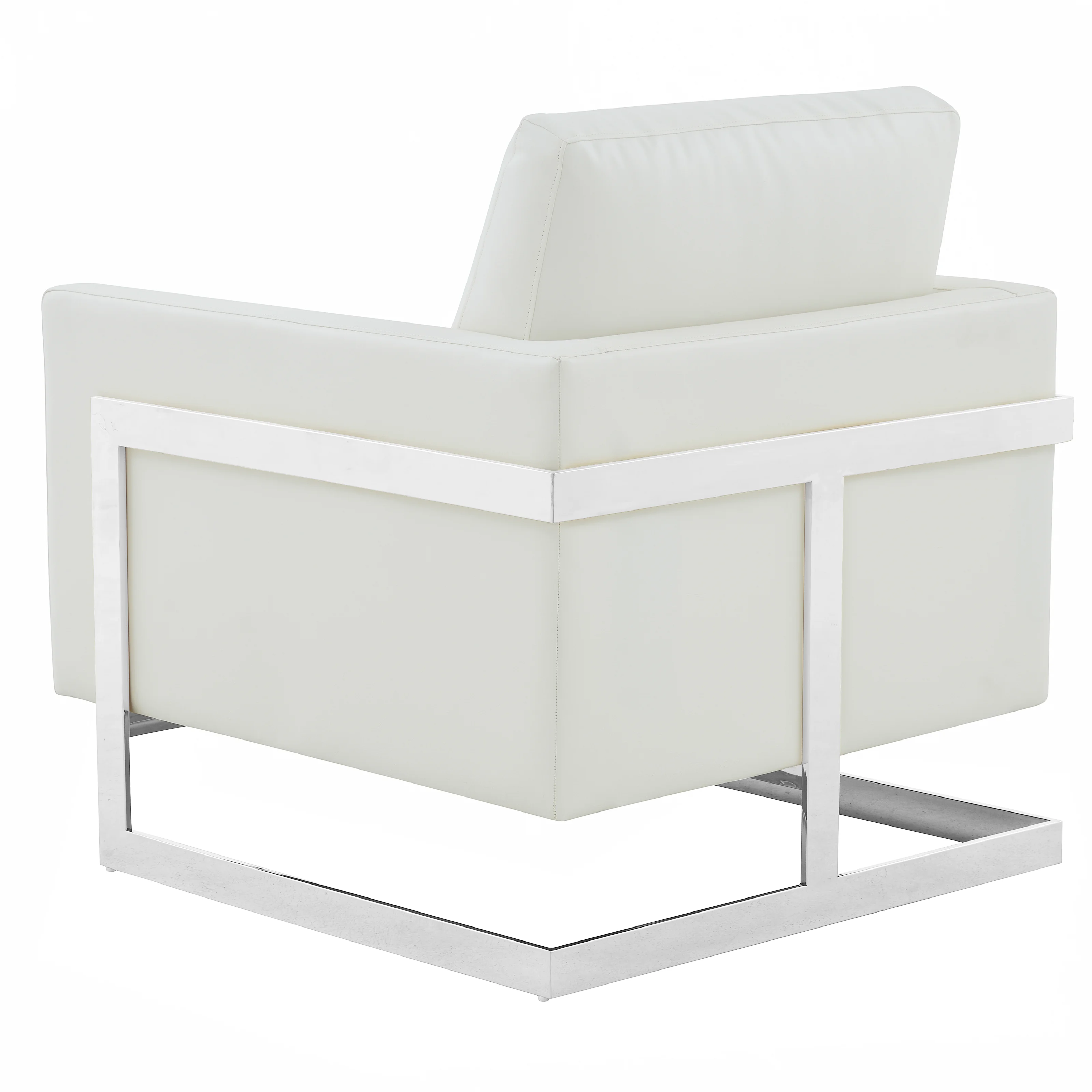 Lincoln Leather Accent Armchair With Silver Frame