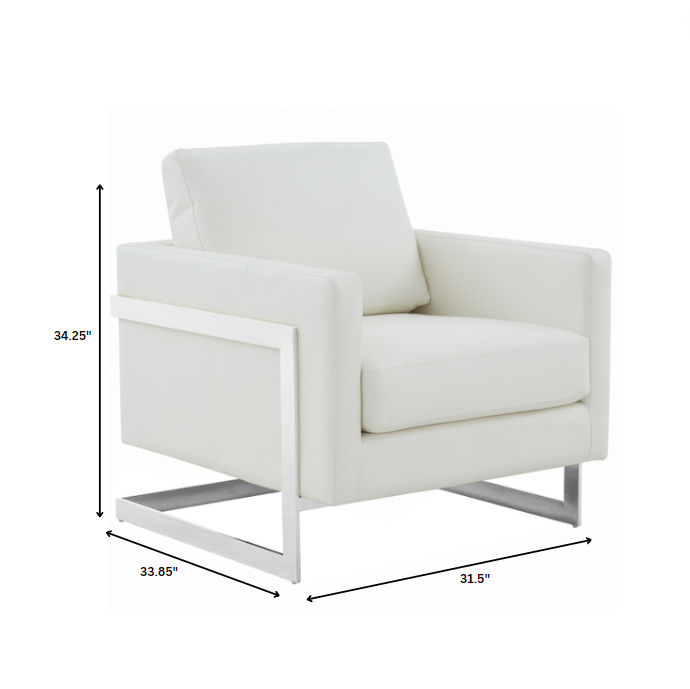 Lincoln Leather Accent Armchair With Silver Frame