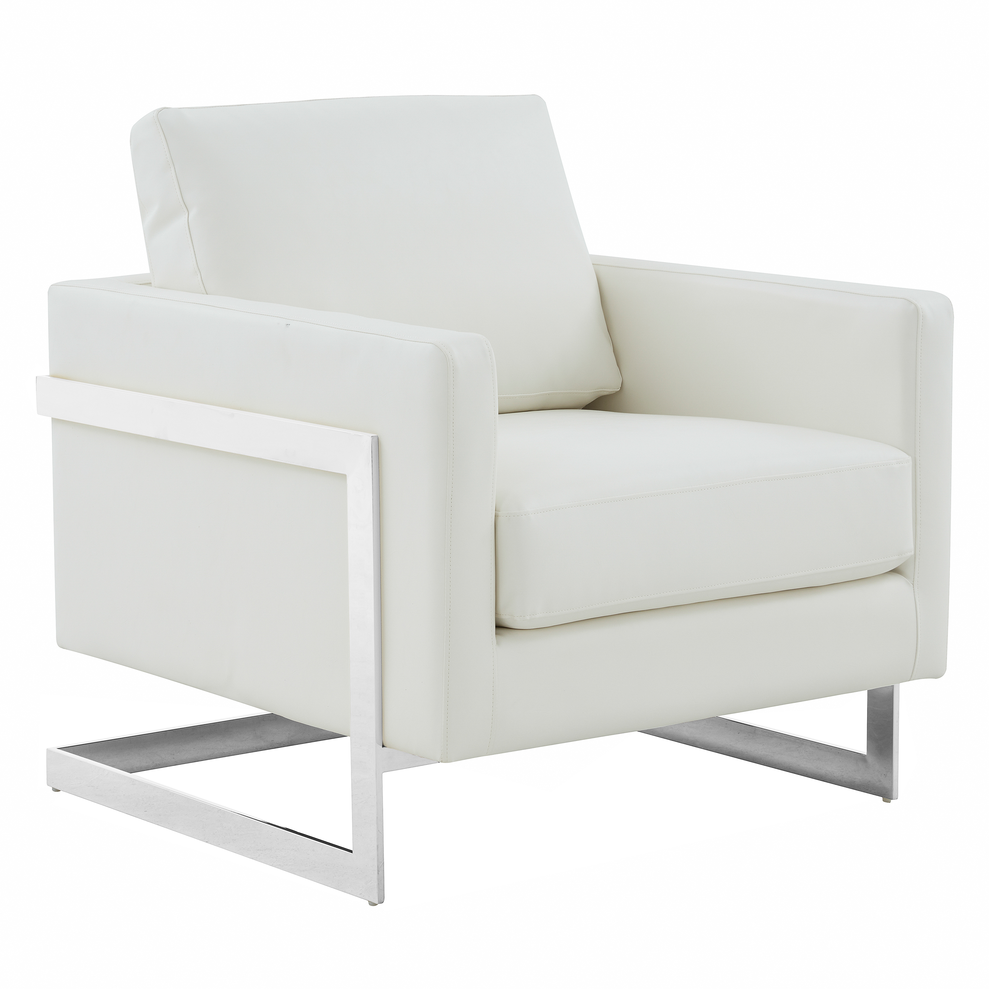 Lincoln Leather Accent Armchair With Silver Frame