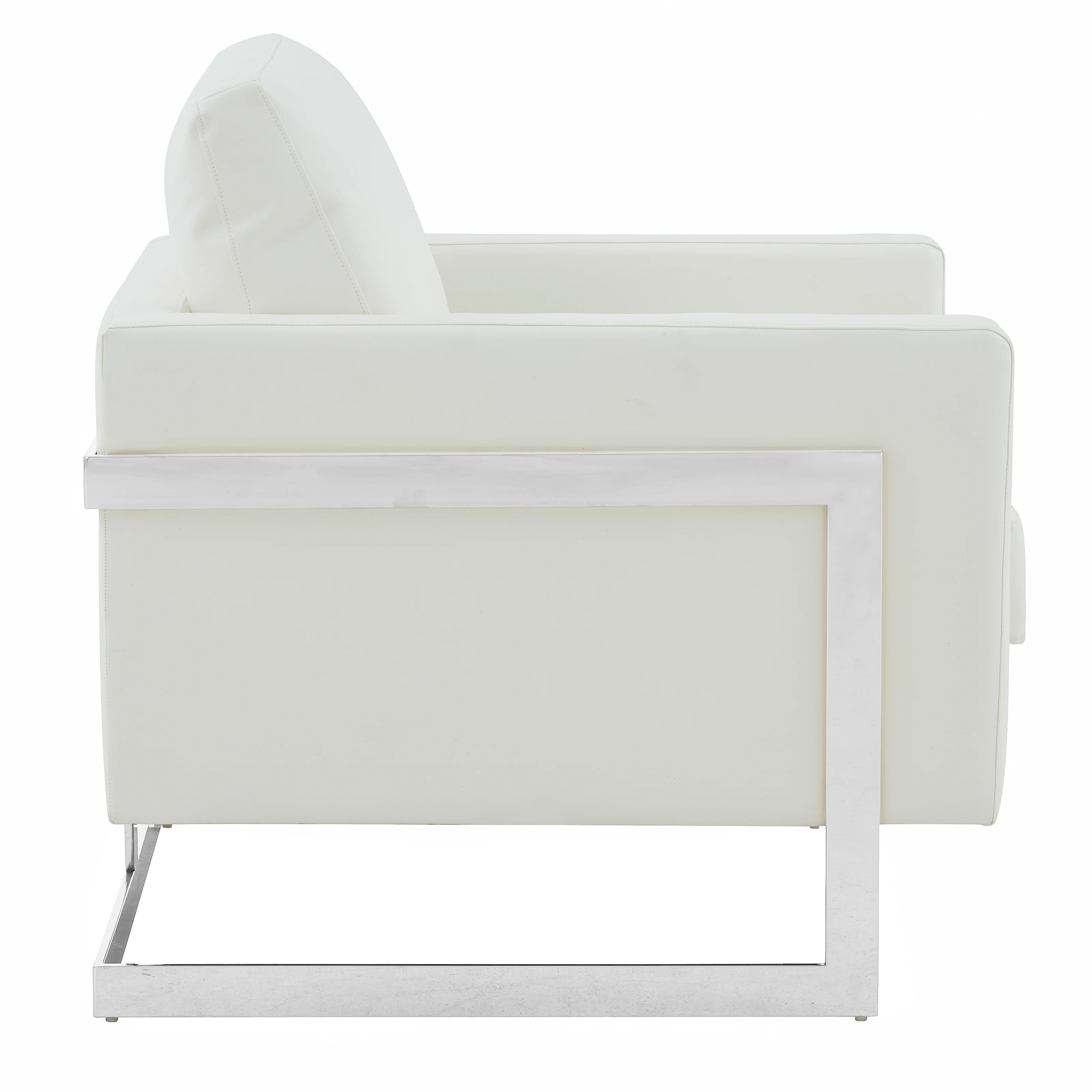 Lincoln Leather Accent Armchair With Silver Frame