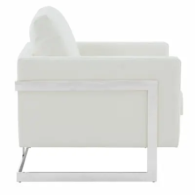 Lincoln Leather Accent Armchair With Silver Frame