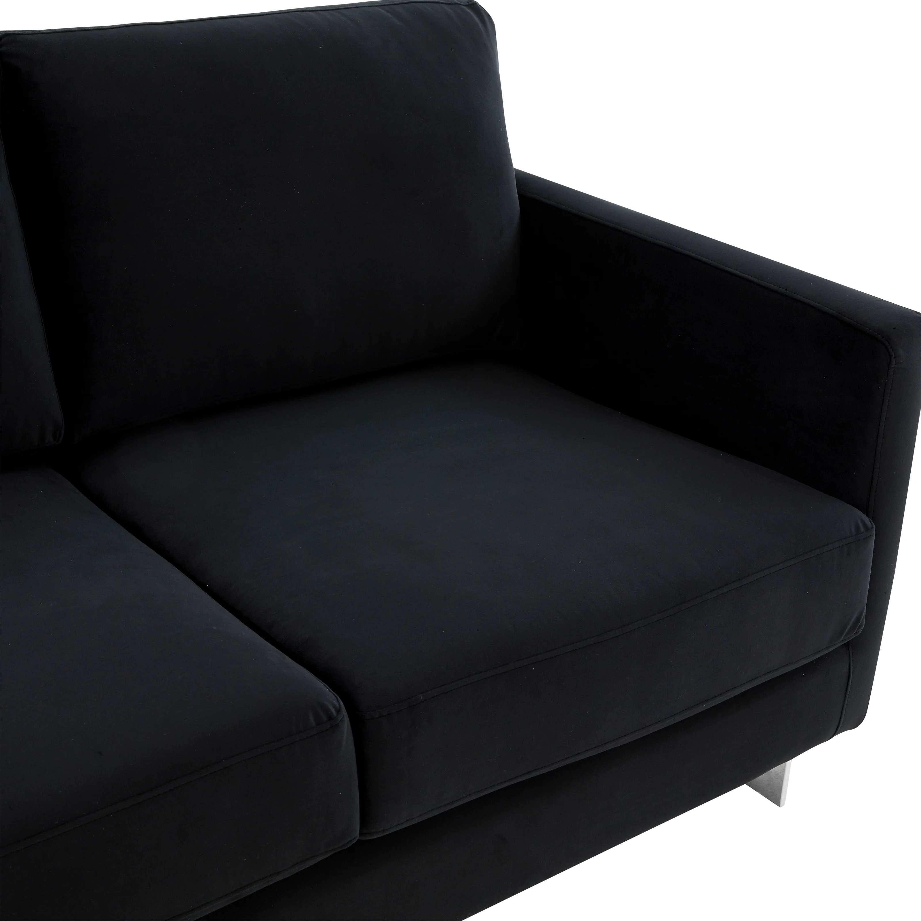 Lincoln Black Velvet Loveseat With Chromed Frame