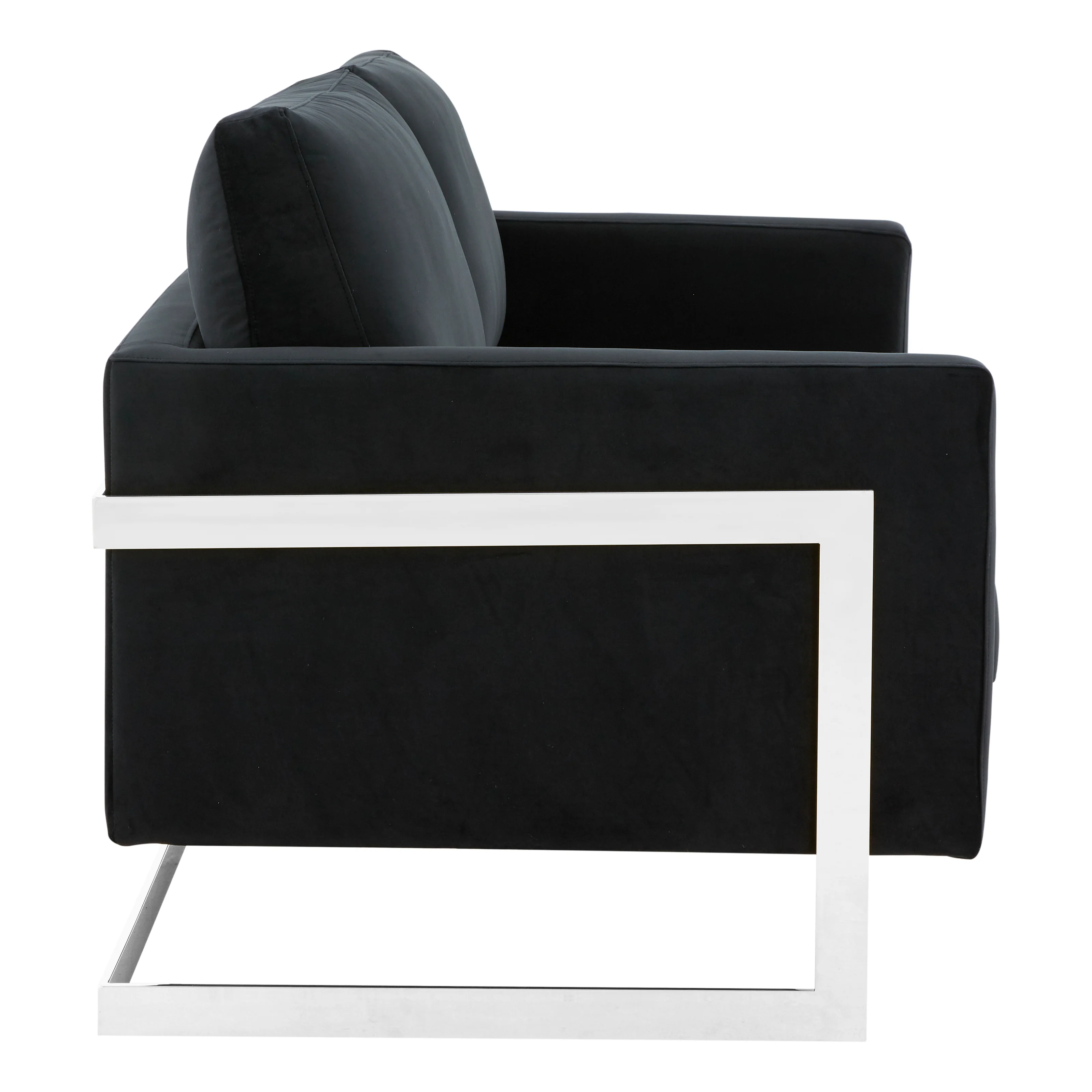 Lincoln Black Velvet Loveseat With Chromed Frame