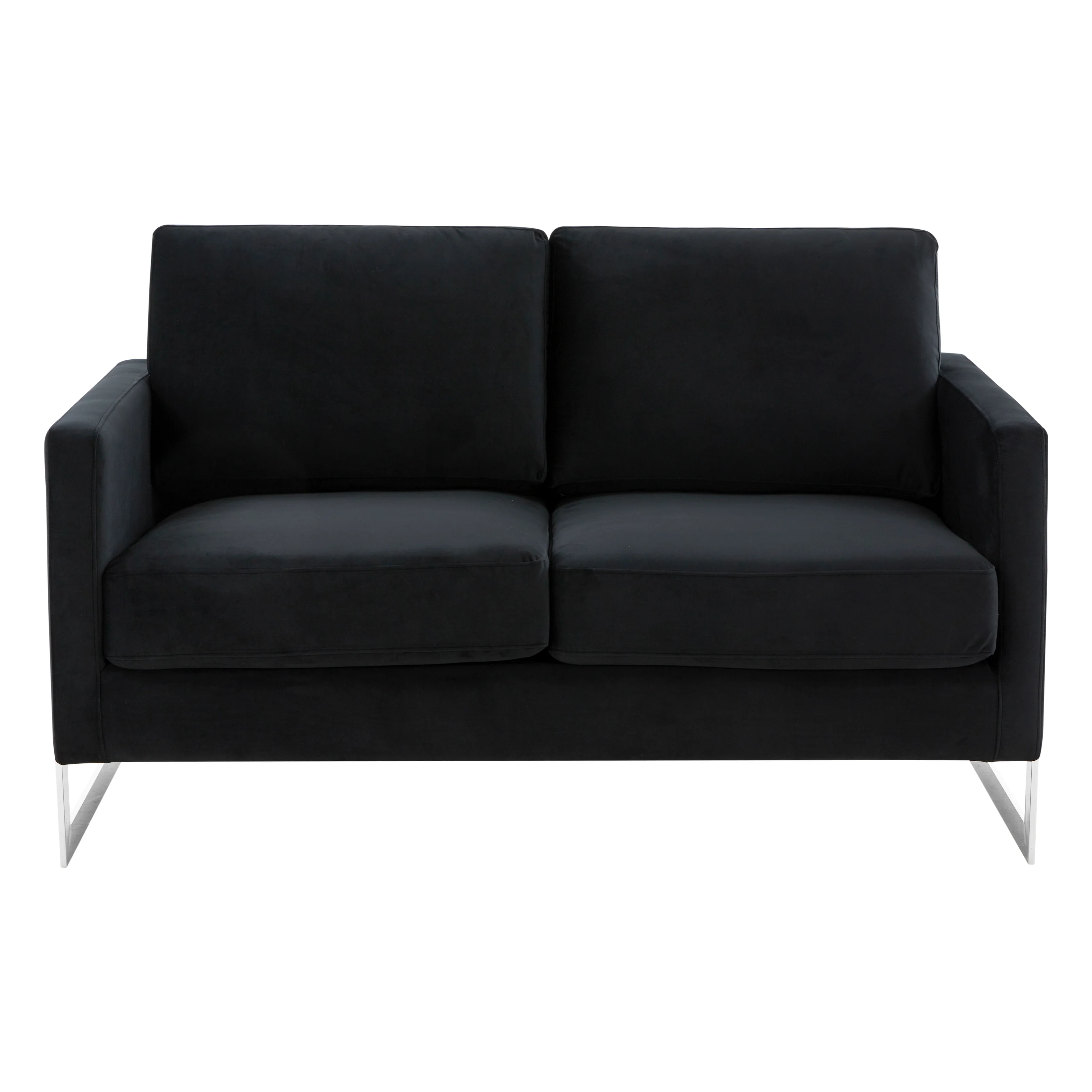 Lincoln Black Velvet Loveseat With Chromed Frame