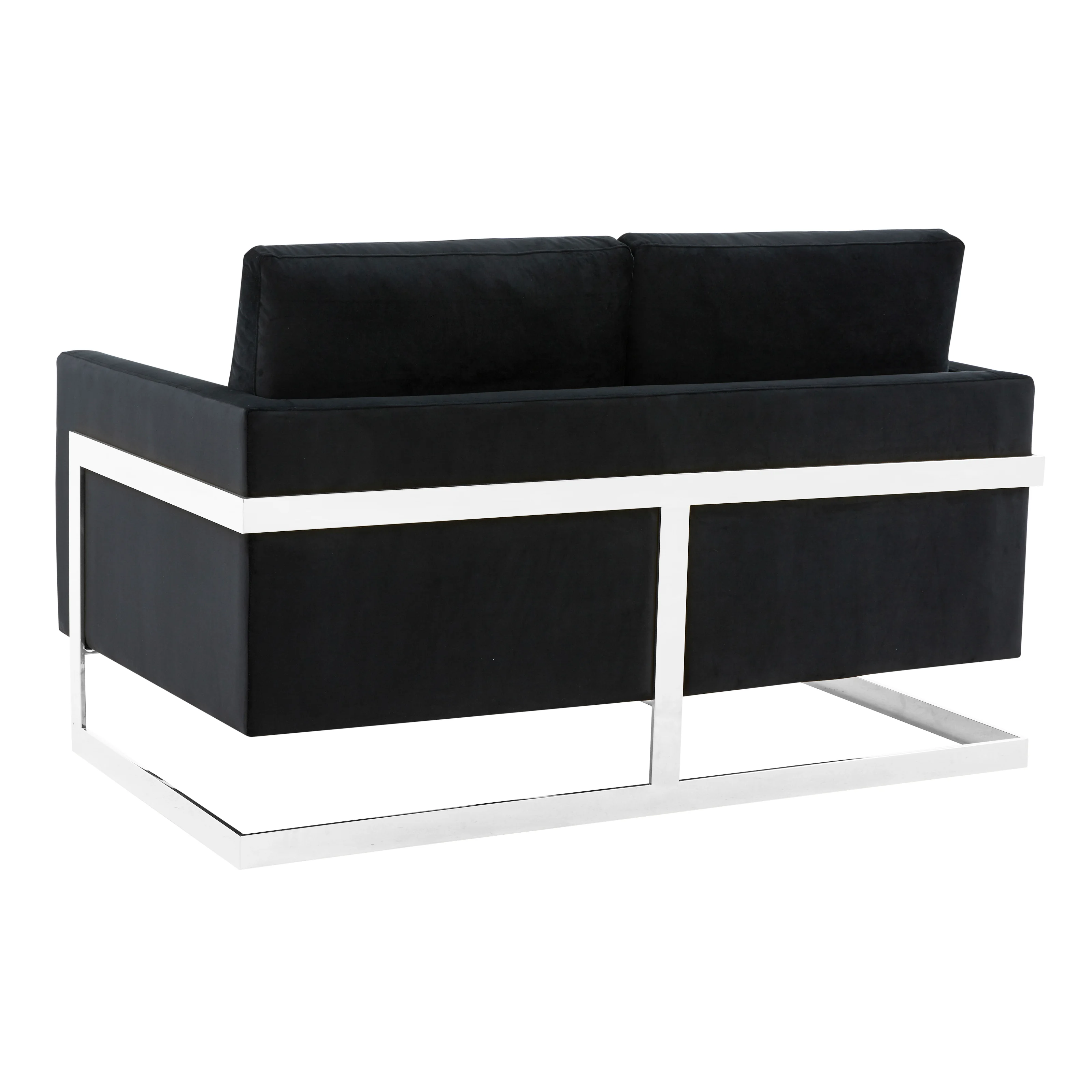 Lincoln Black Velvet Loveseat With Chromed Frame