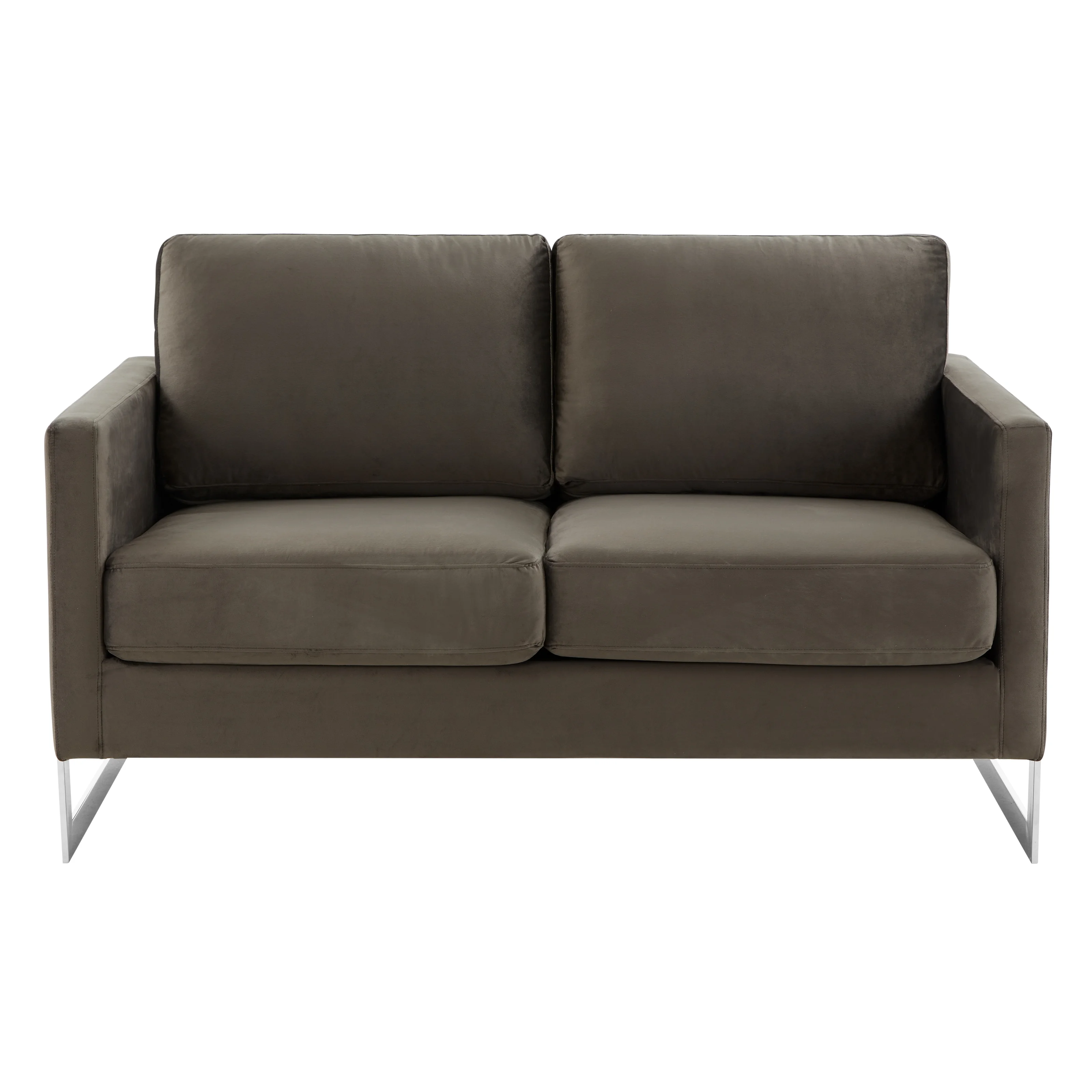Lincoln Dark Grey Velvet Loveseat With Chromed Frame