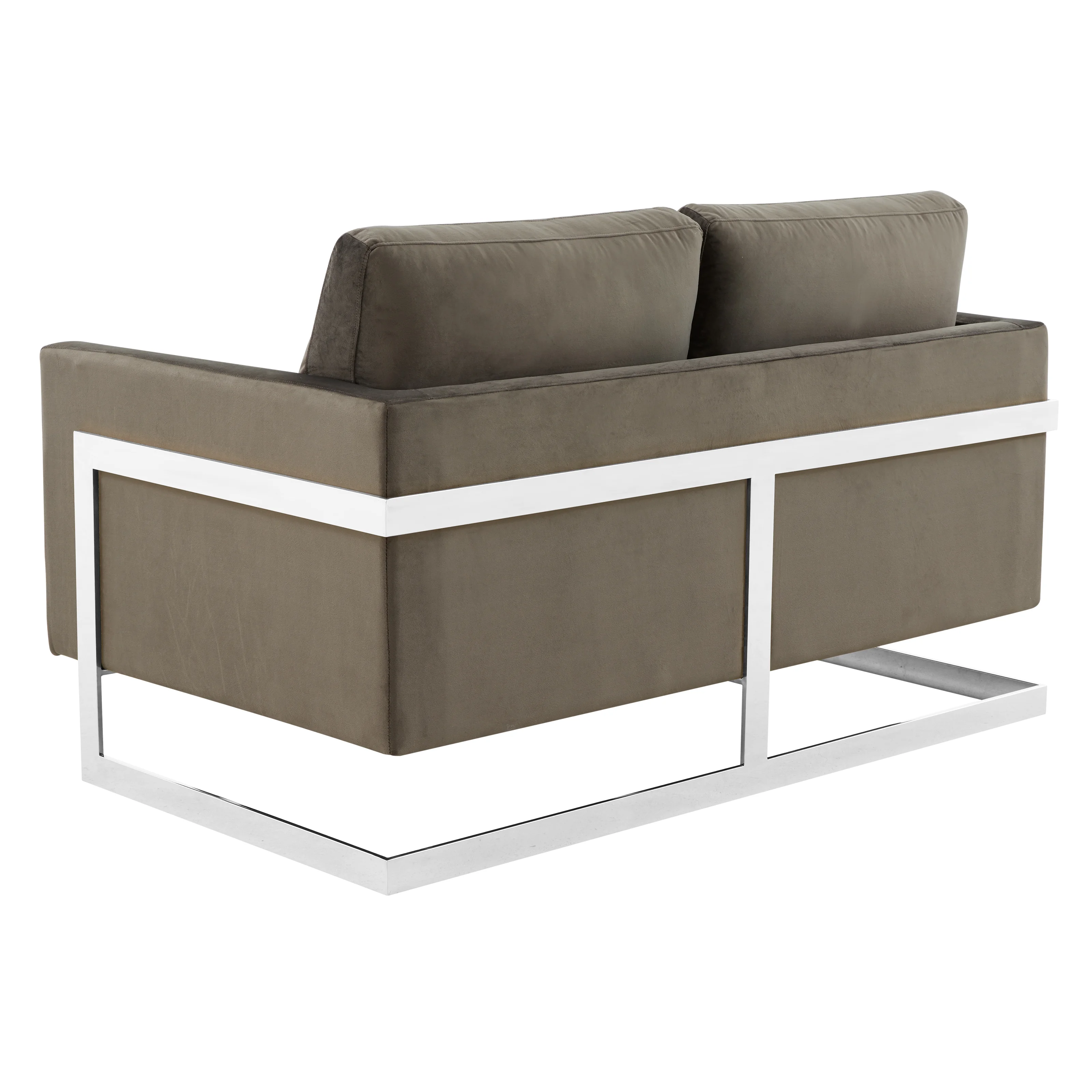 Lincoln Dark Grey Velvet Loveseat With Chromed Frame