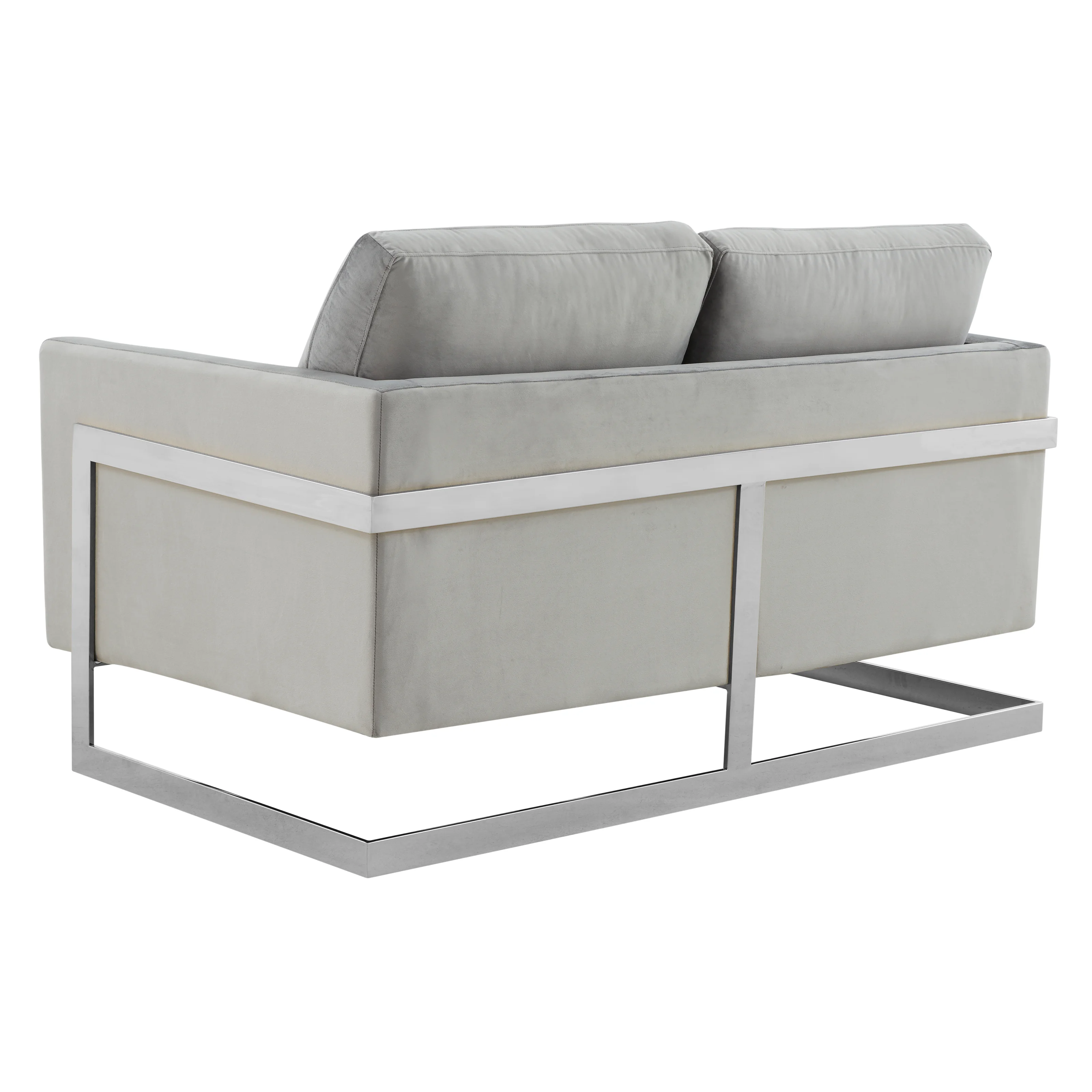 Lincoln Light Grey Velvet Loveseat With Chromed Frame