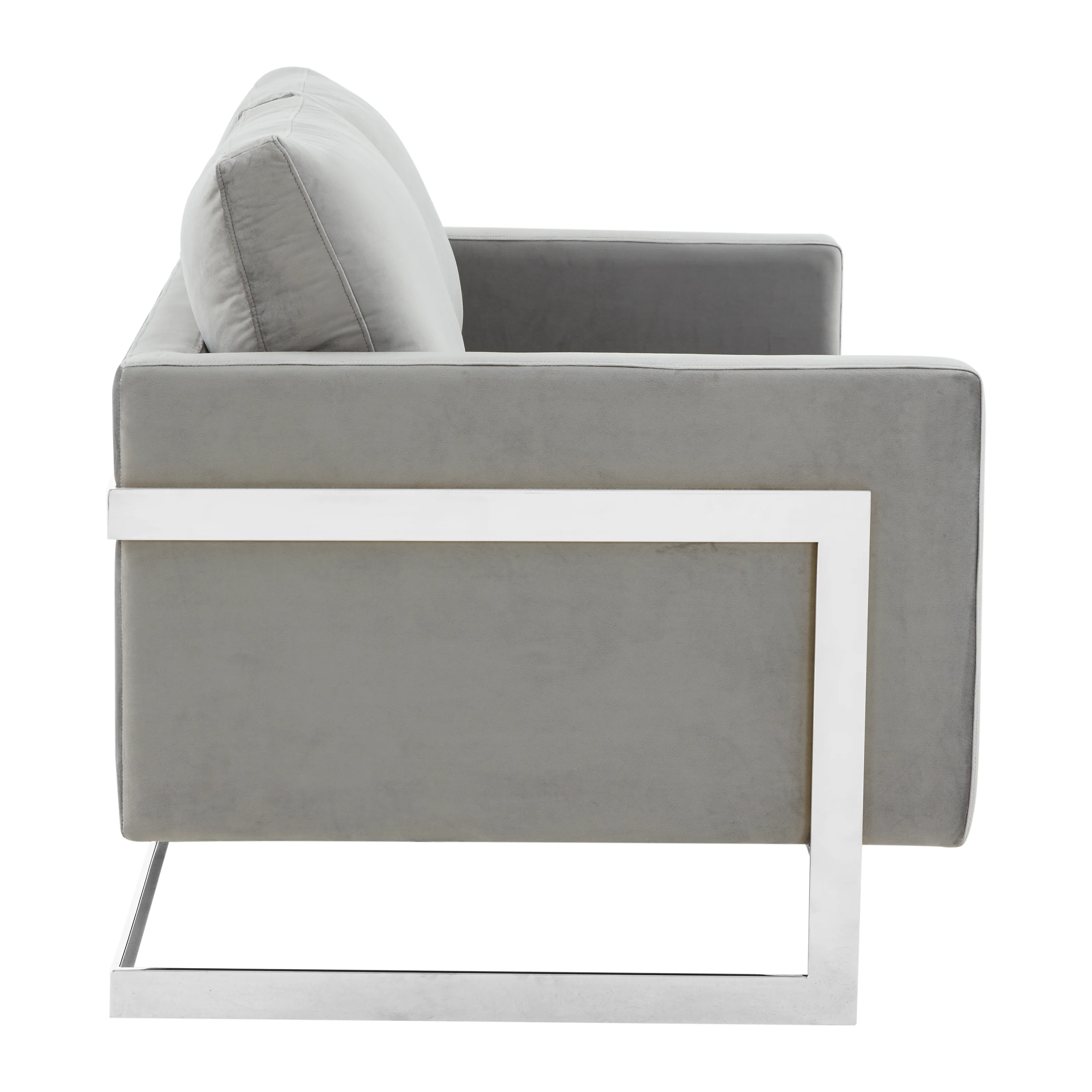 Lincoln Light Grey Velvet Loveseat With Chromed Frame