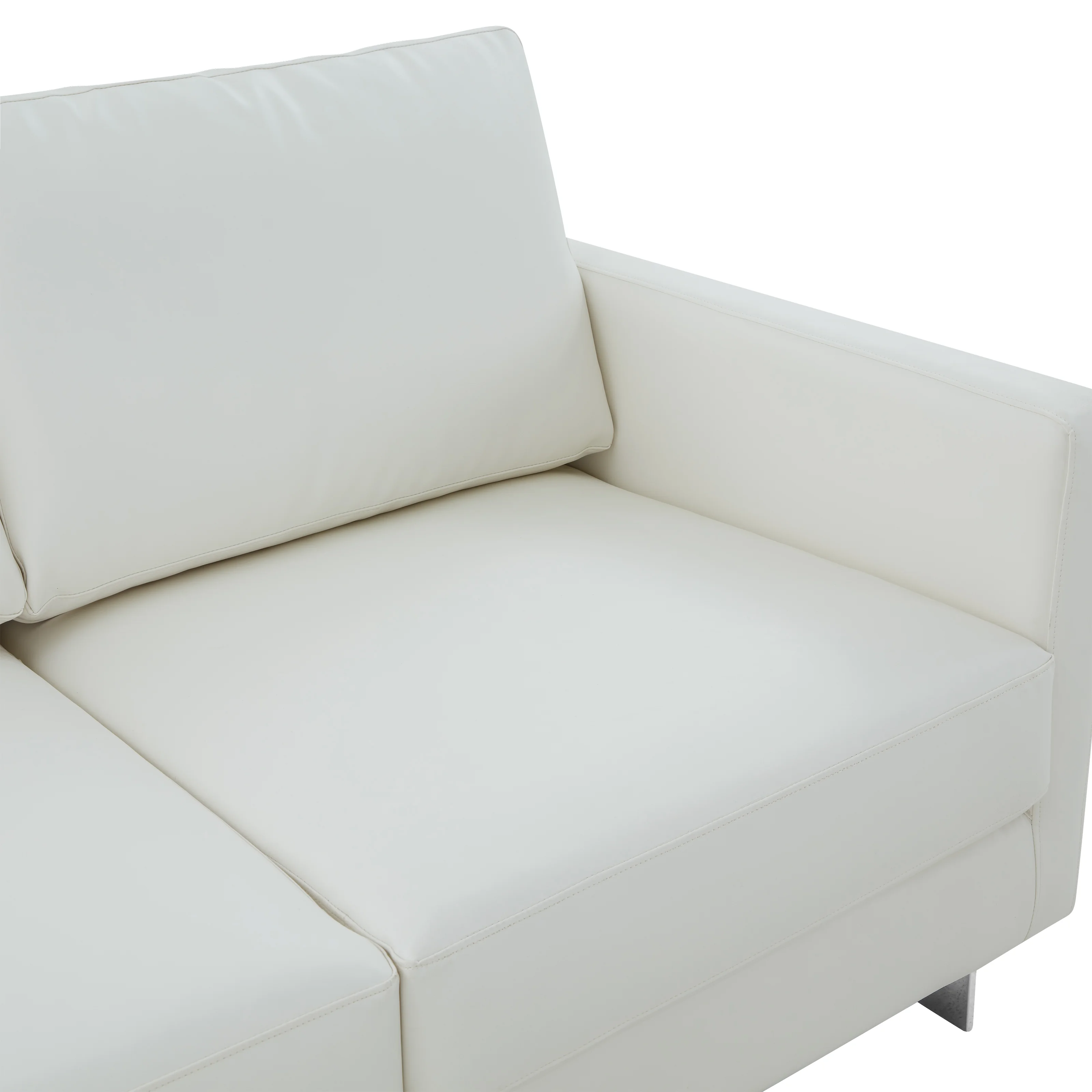 Lincoln White Leather Loveseat With Chromed Frame