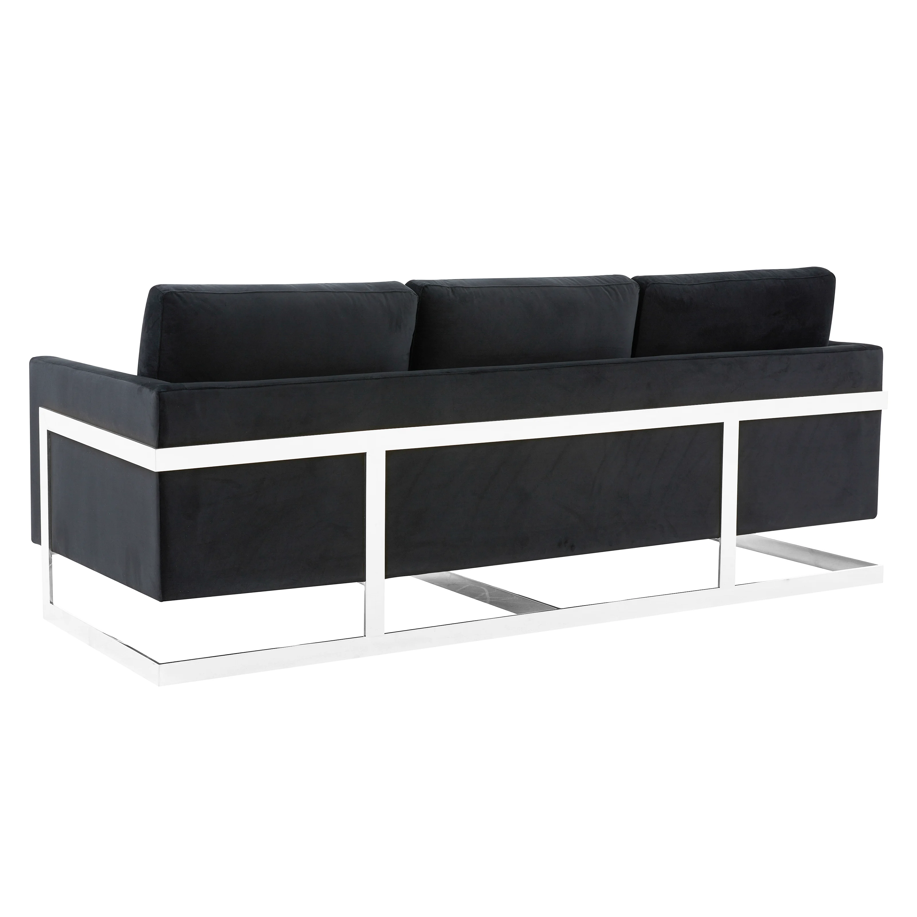 Lincoln Black Velvet Sofa With Chromed Frame