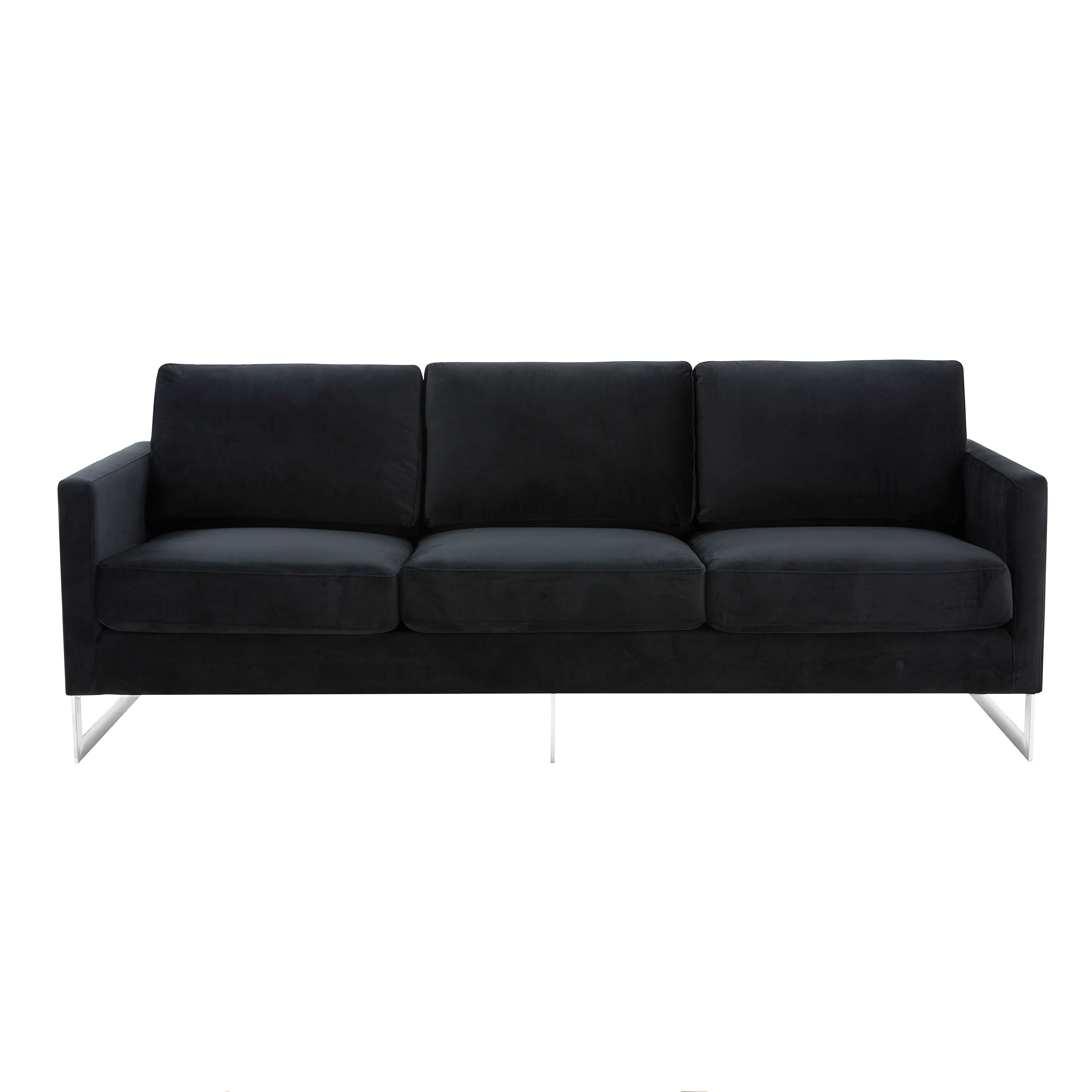 Lincoln Black Velvet Sofa With Chromed Frame