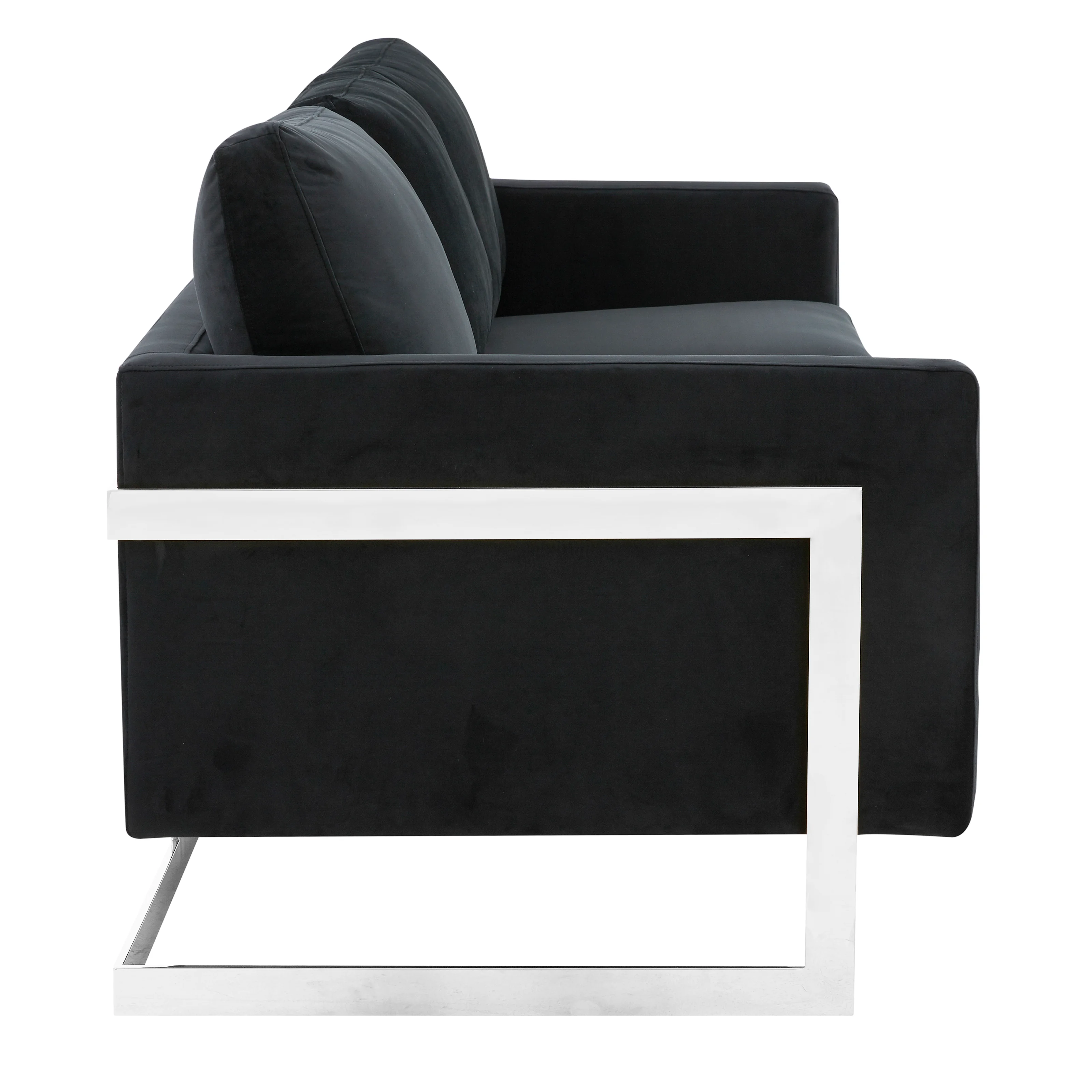 Lincoln Black Velvet Sofa With Chromed Frame