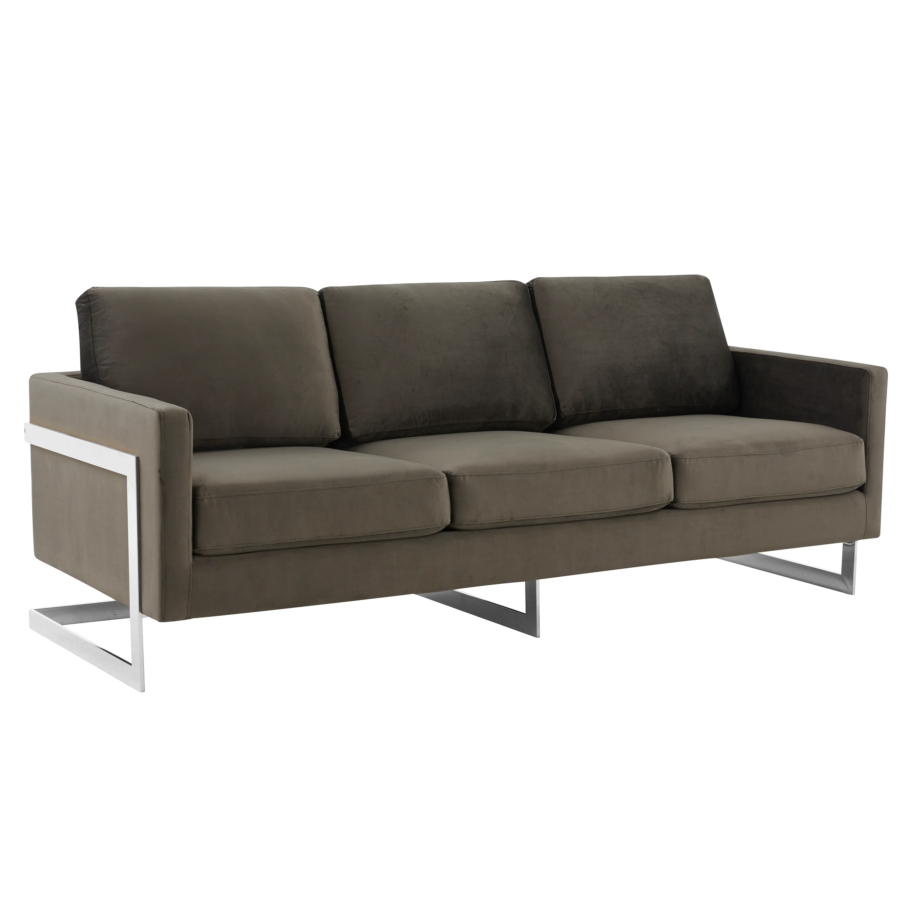 Lincoln Dark Grey Velvet Sofa With Chromed Frame