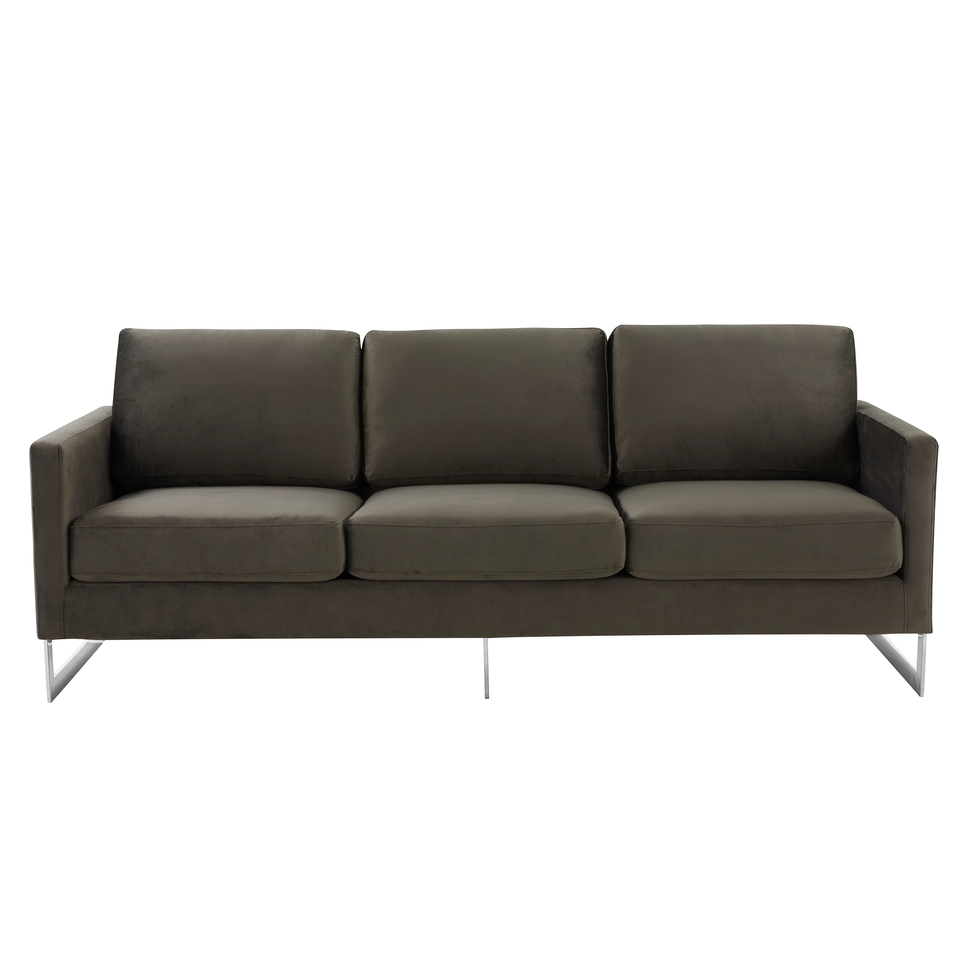 Lincoln Dark Grey Velvet Sofa With Chromed Frame