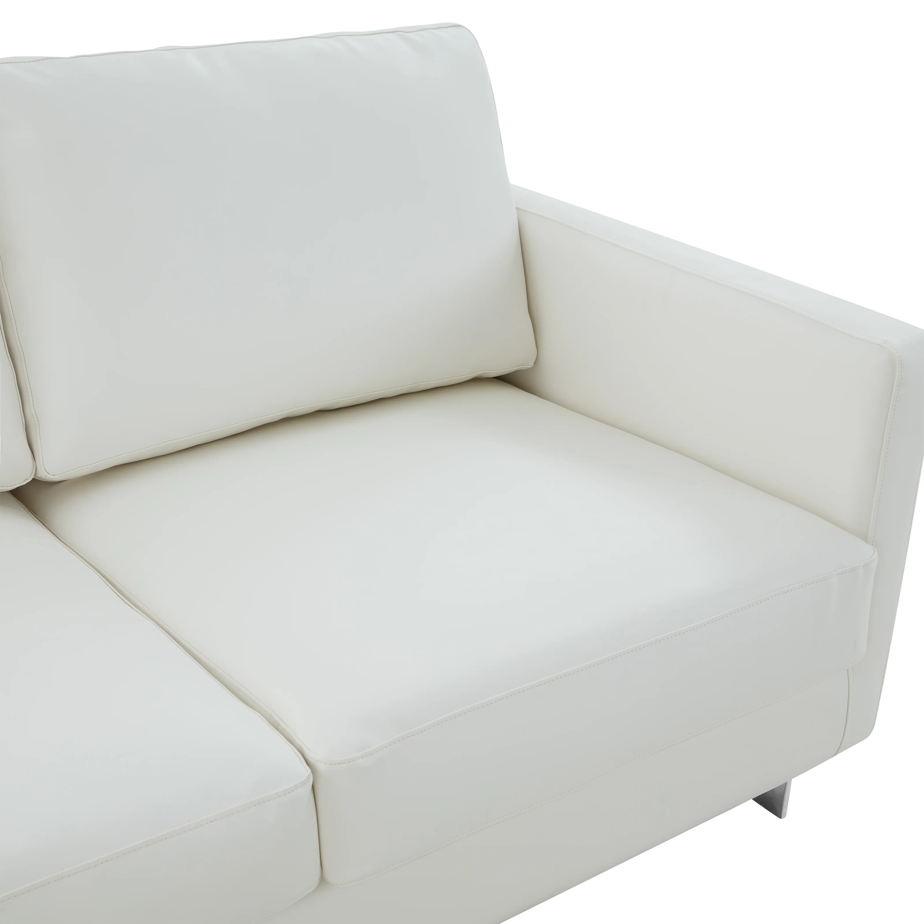 Lincoln White Leather Sofa With Chromed Frame