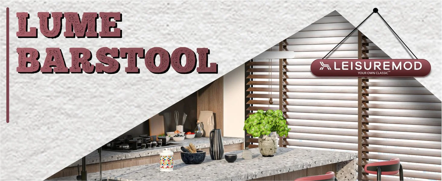 Lume Collection Modern Bar Stool in Burgundy