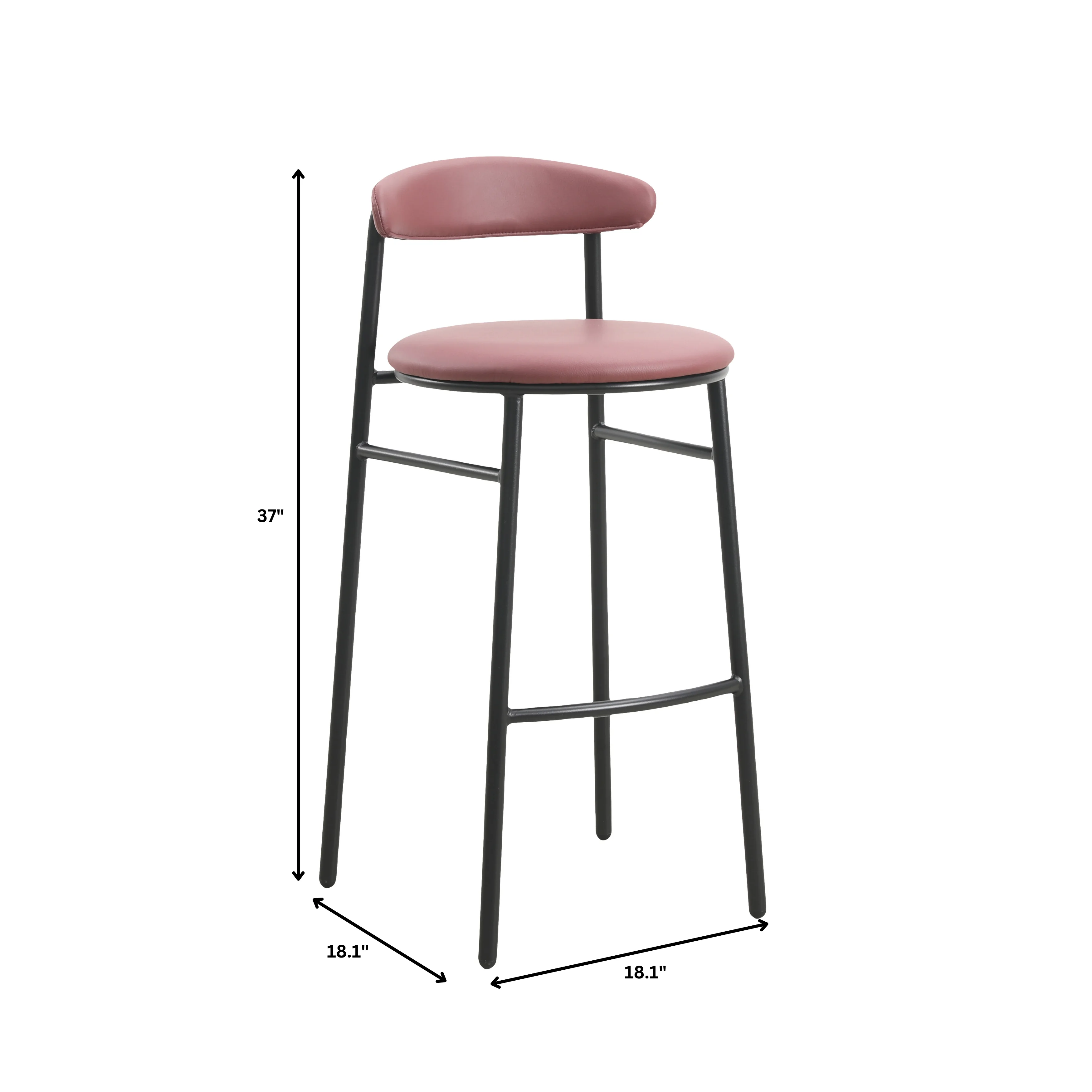 Lume Collection Modern Bar Stool in Burgundy