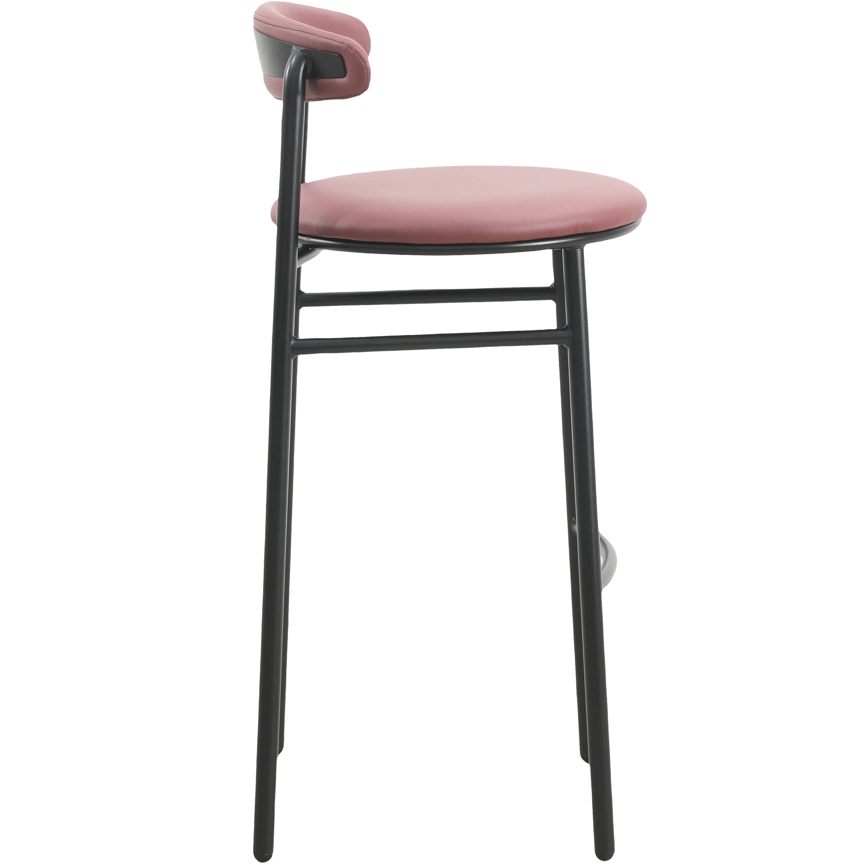 Lume Collection Modern Bar Stool in Burgundy Set of 2