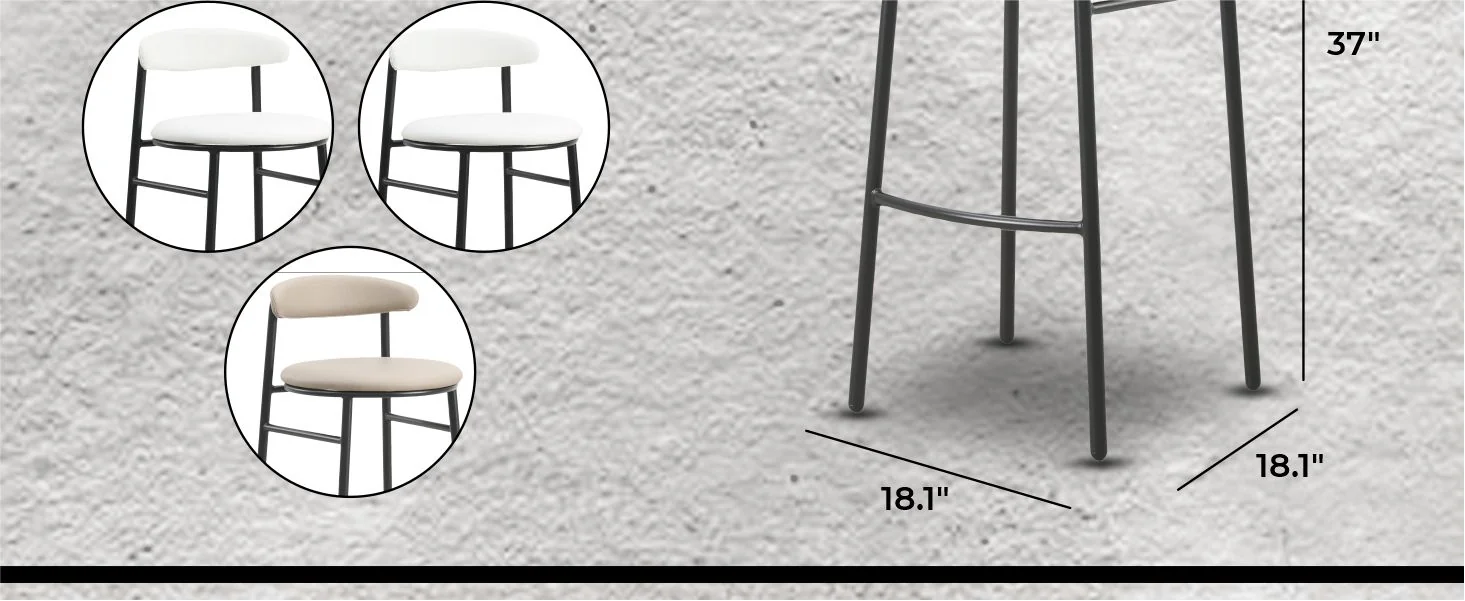 Lume Collection Modern Bar Stool in Charcoal