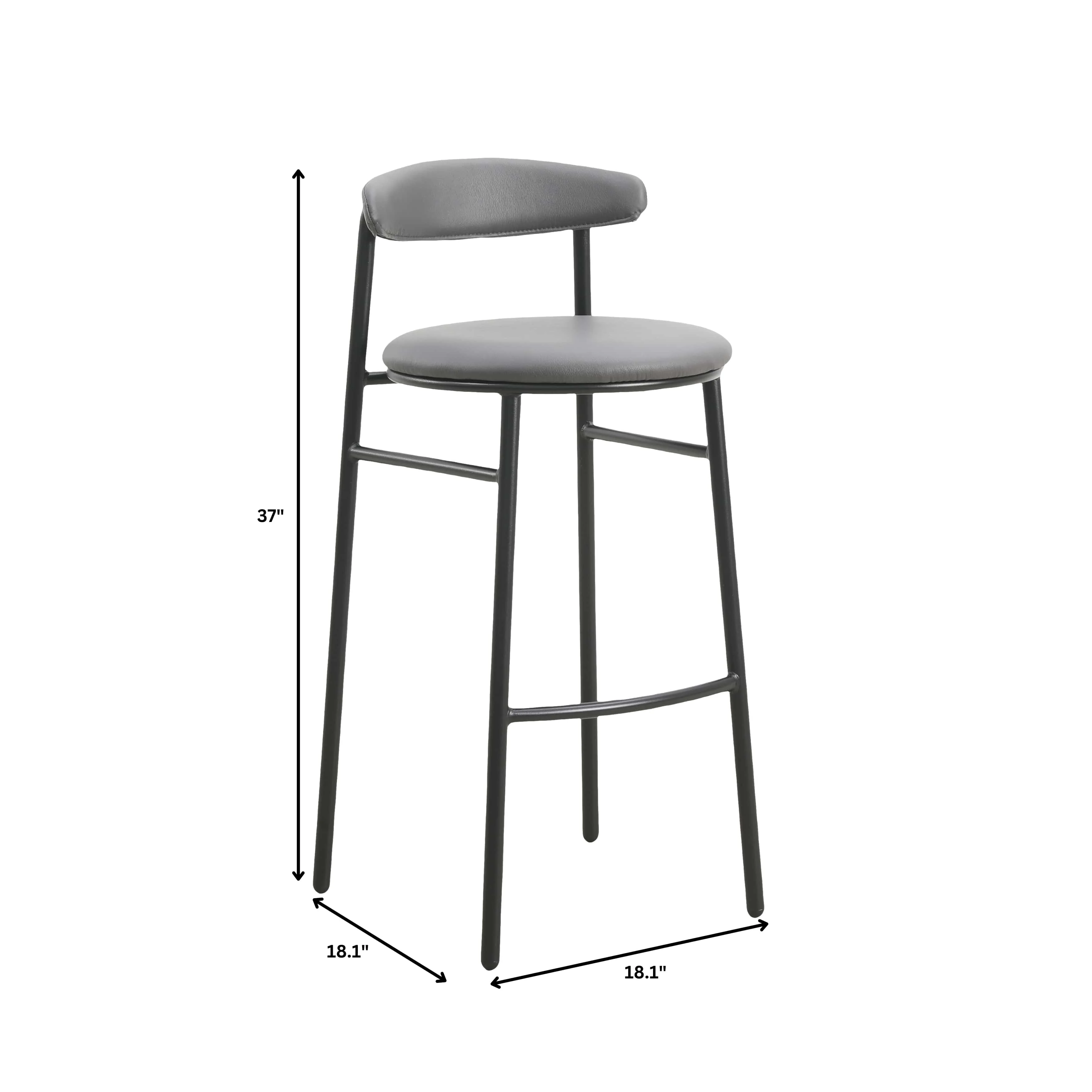 Lume Collection Modern Bar Stool in Charcoal Set of 2