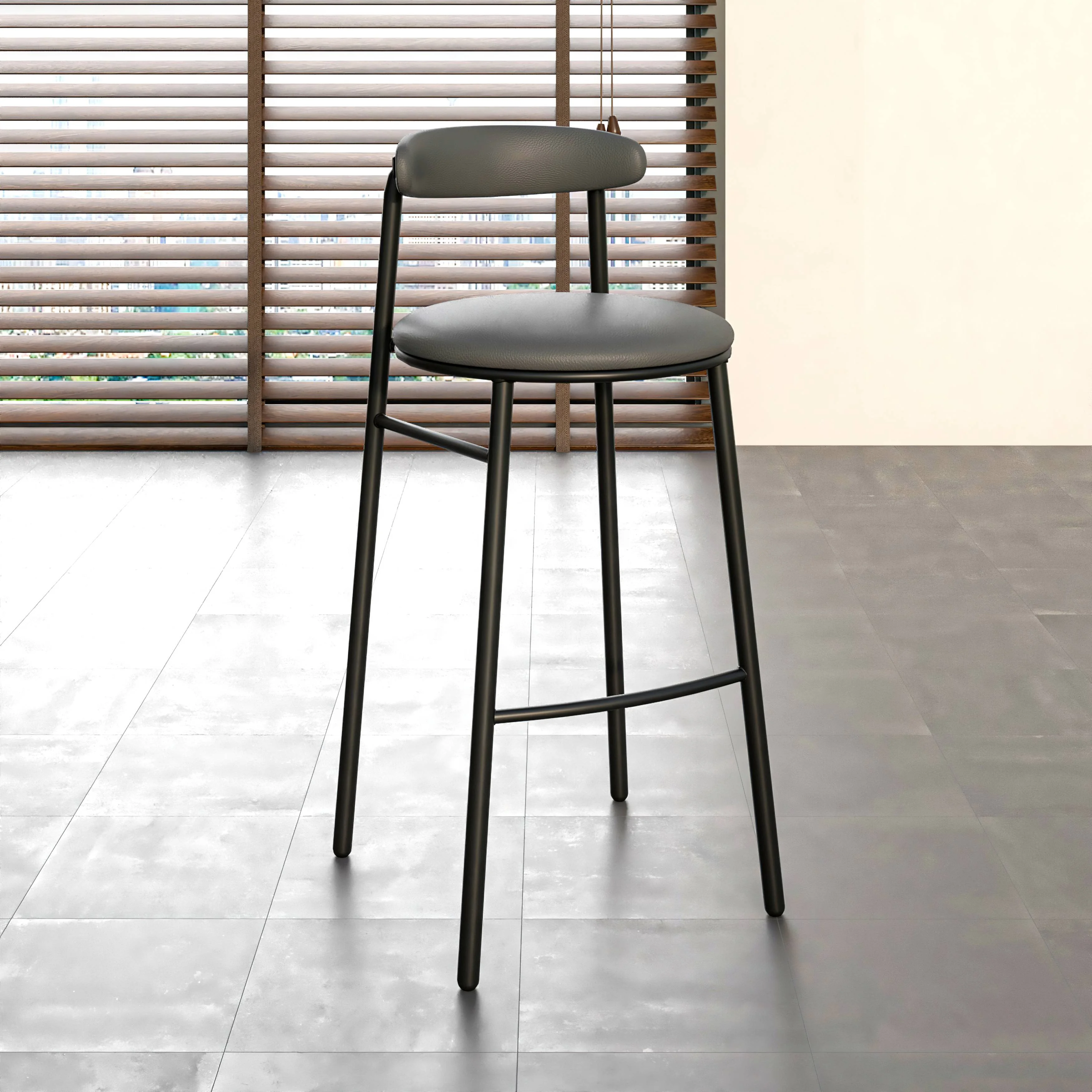 Lume Collection Modern Bar Stool in Charcoal Set of 2