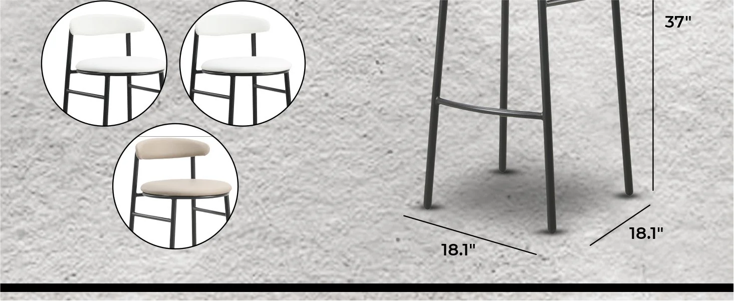 Lume Collection Modern Bar Stool in Dark Taupe