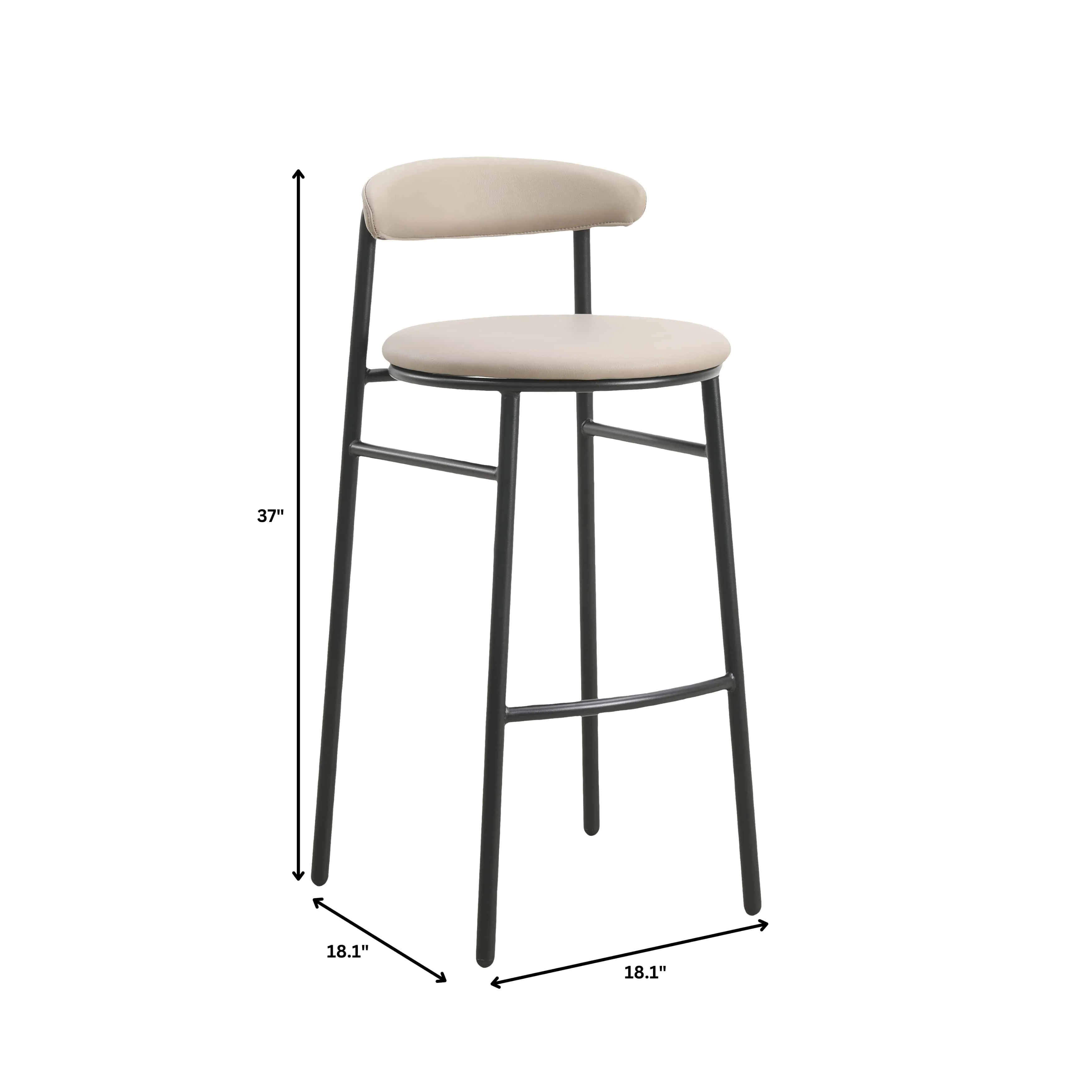 Lume Collection Modern Bar Stool in Dark Taupe Set of 2