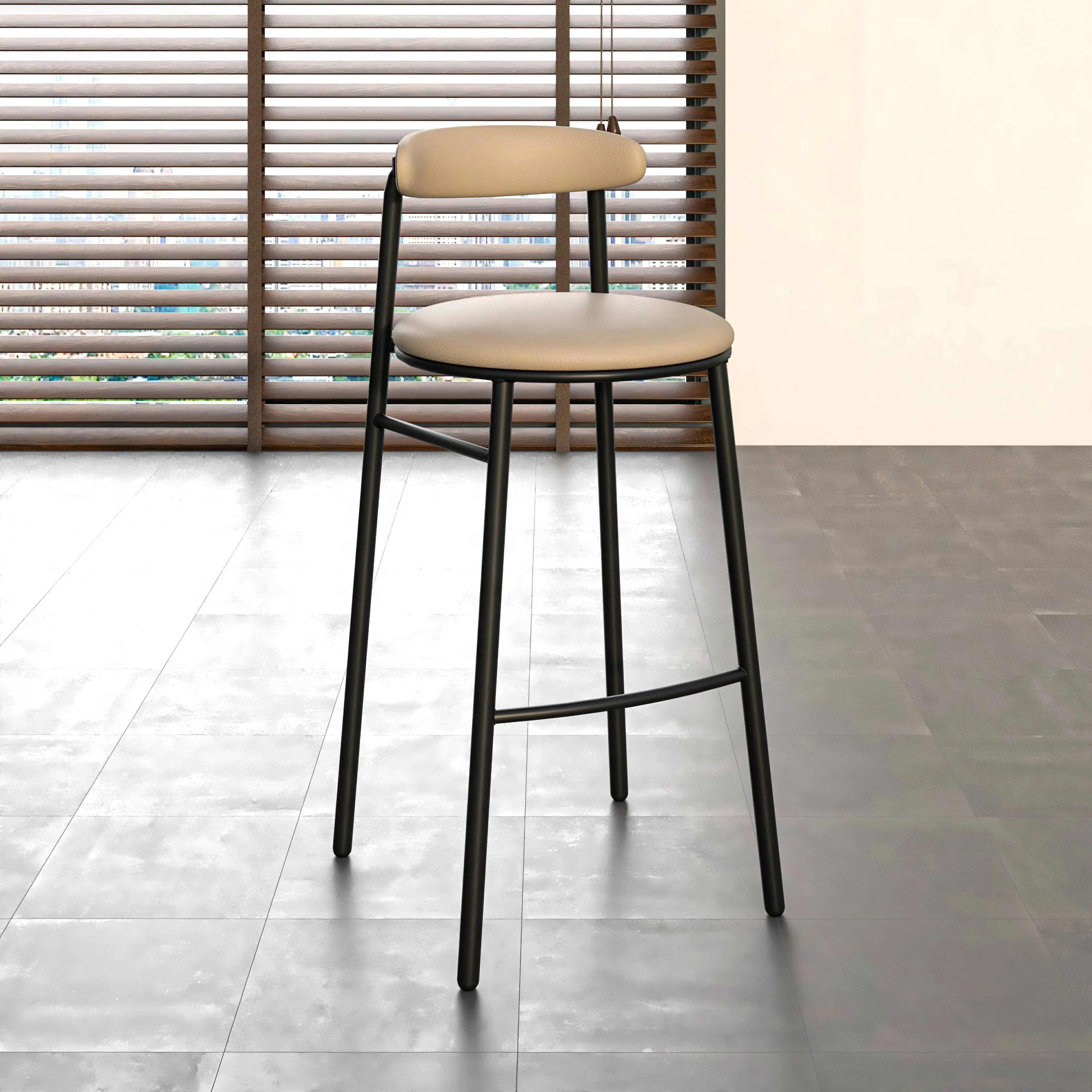Lume Collection Modern Bar Stool in Dark Taupe Set of 2
