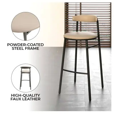 Lume Collection Modern Bar Stool in Dark Taupe Set of 2